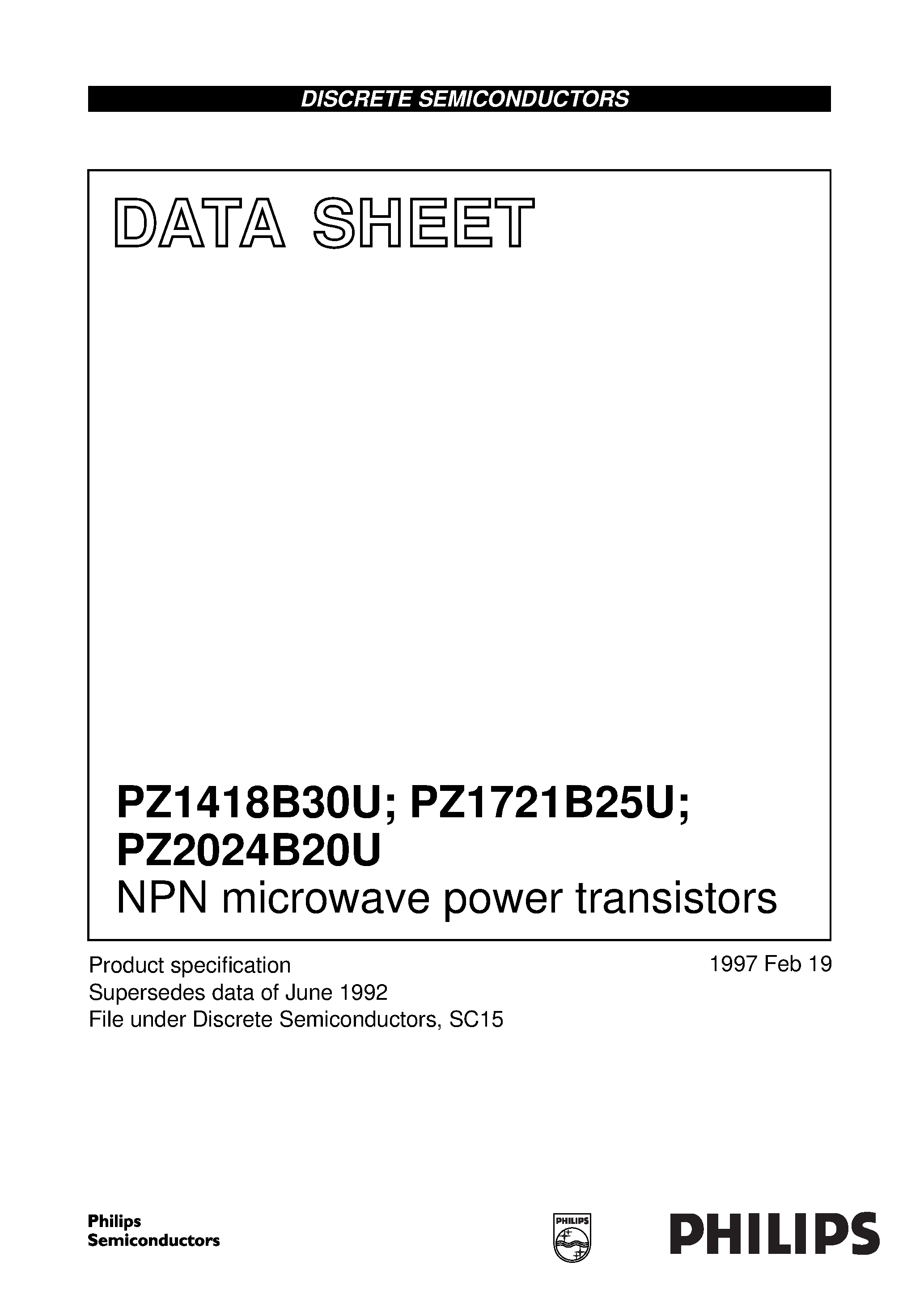 Datasheet PZ1418B30U - NPN microwave power transistors page 1