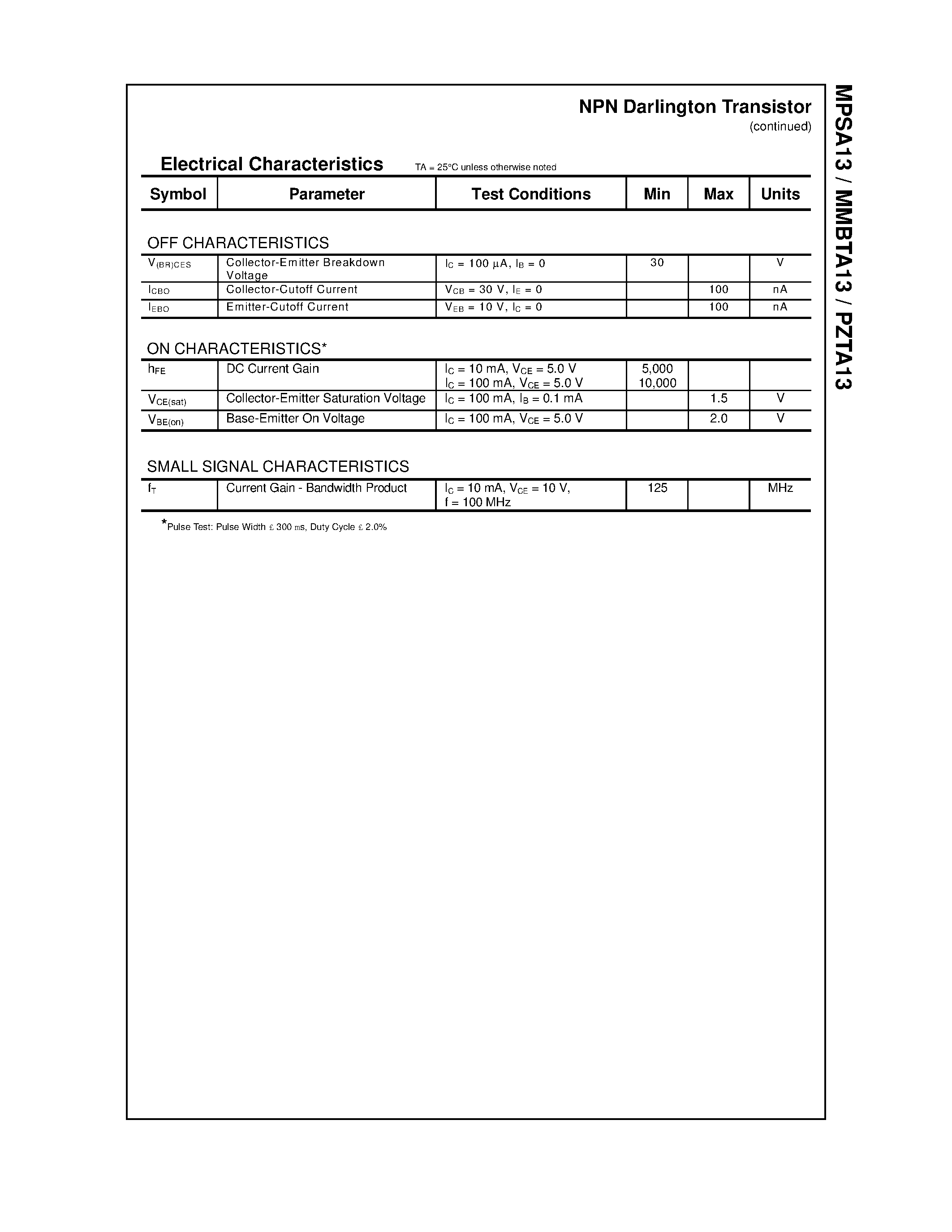 Даташит на микросхему PZTA13 страница 2 Даташит PZTA13 - NPN Darlington Transistor страница 2