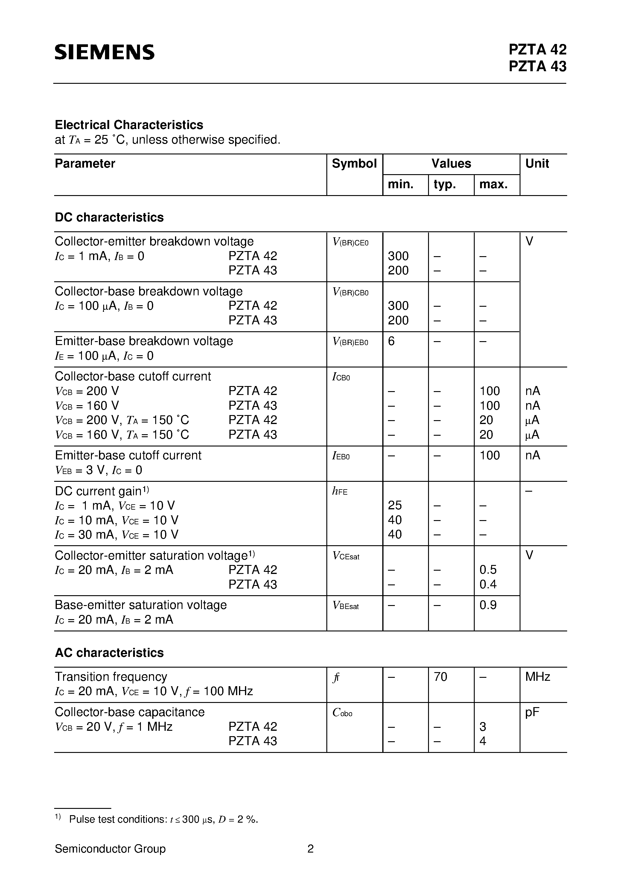 Даташит на микросхему PZTA43 страница 2 Даташит PZTA43 - NPN Silicon High-Voltage Transistors страница 2