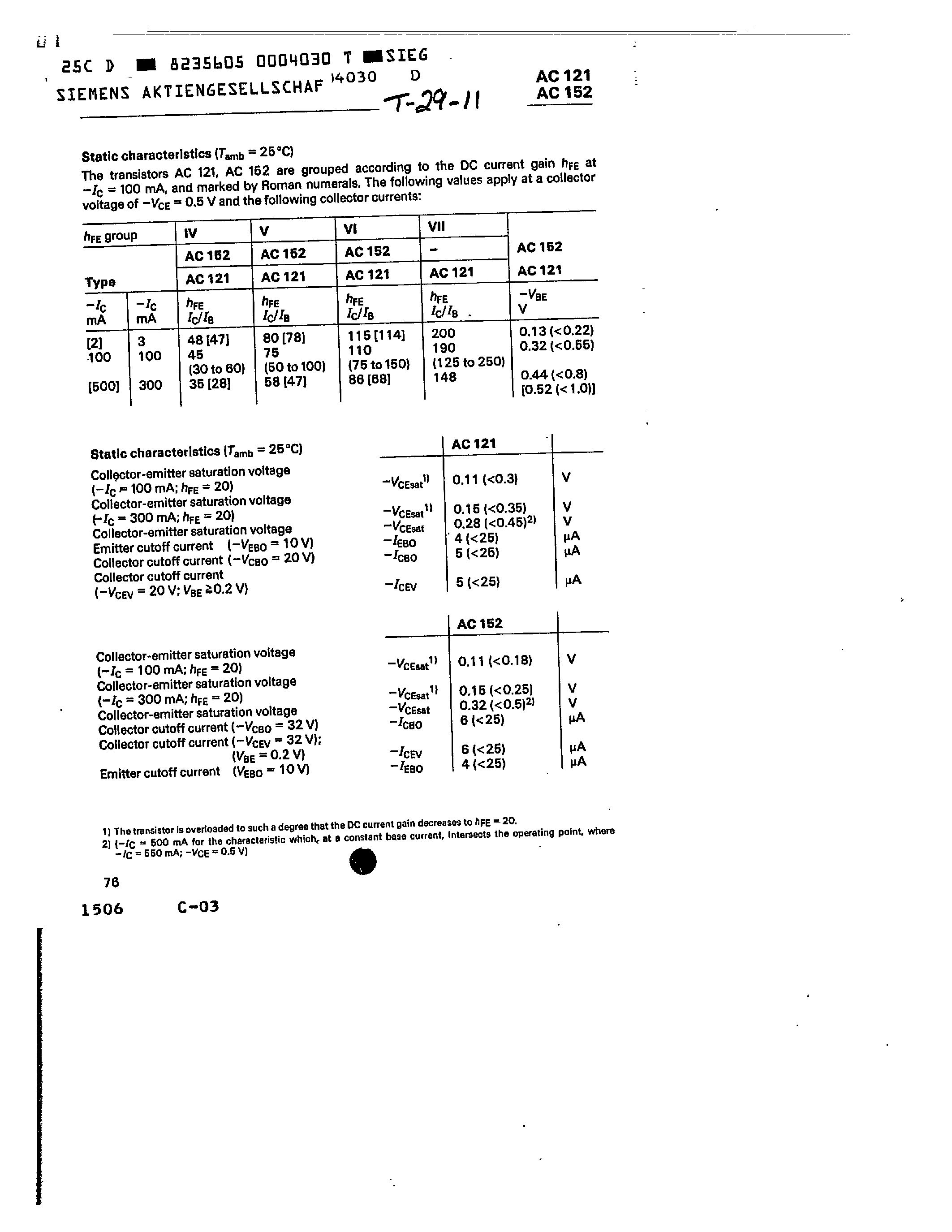Datasheet Q60103-G121 - pnp germanium transistors page 2