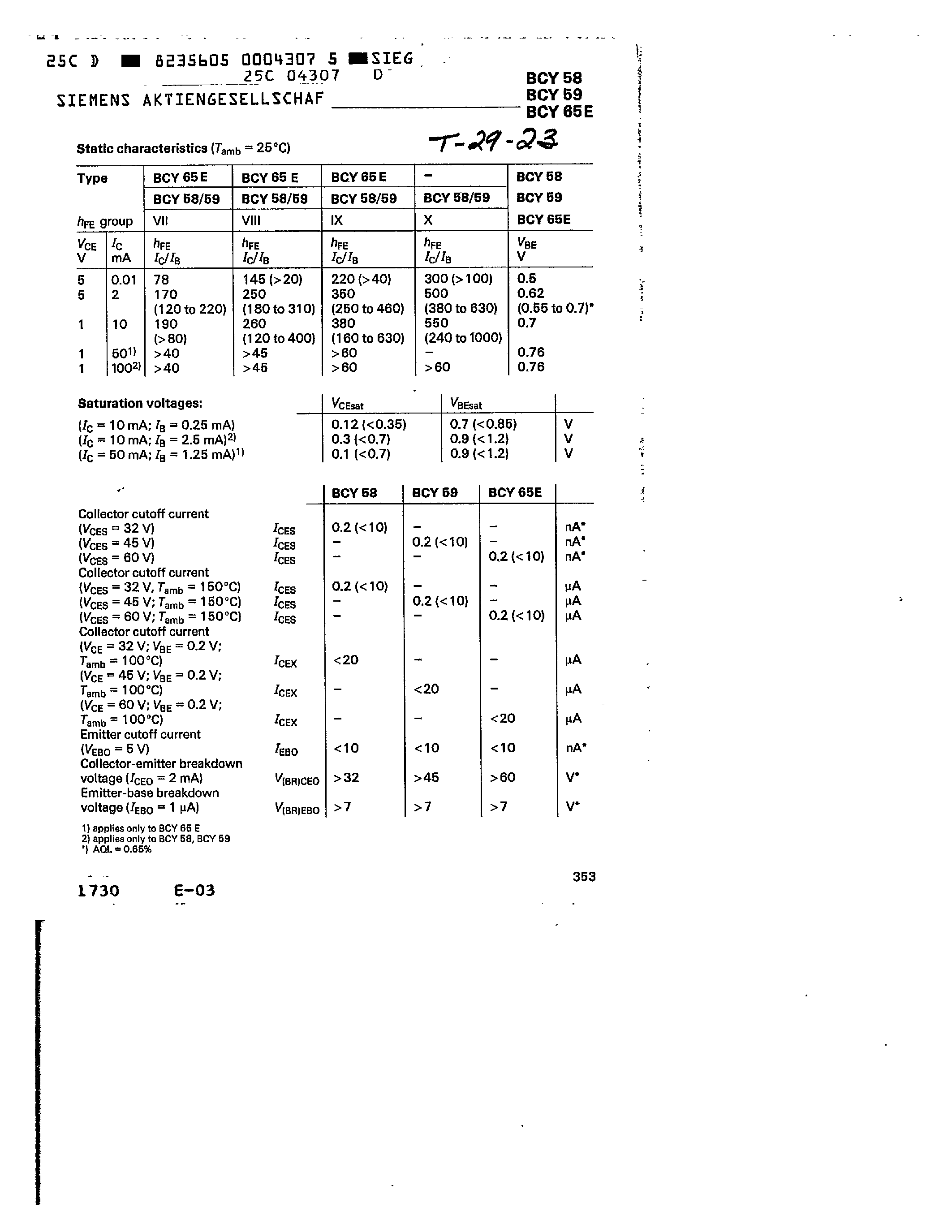 Datasheet Q60203-Y59-J page 2 Datasheet Q60203-Y59-J - npn silicon planar transistors page 2