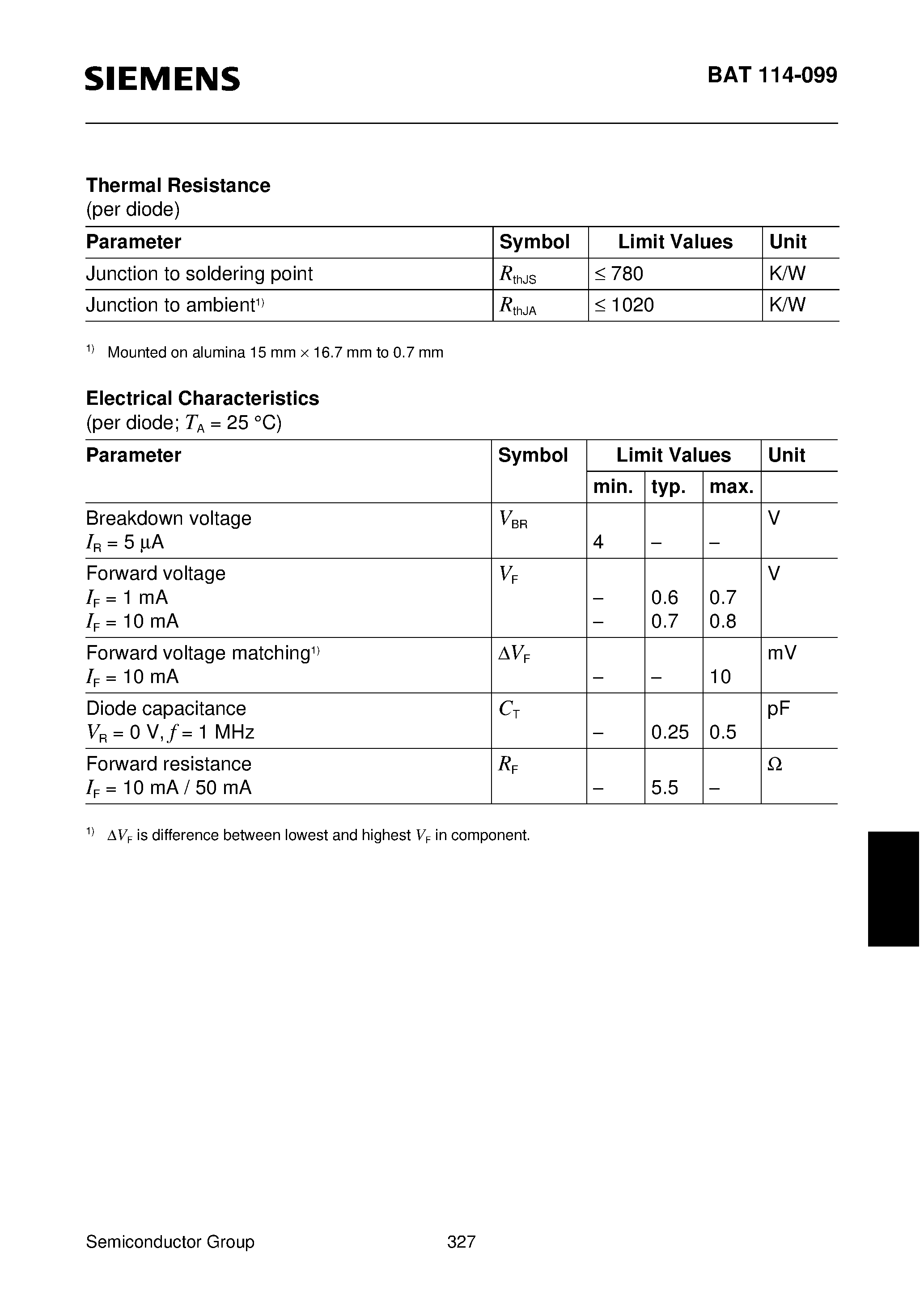 Datasheet Q62702-A1017 page 2 Datasheet Q62702-A1017 - Silicon Dual Schottky Diode (High barrier diode for balanced mixers/ phase detectors and modulators) page 2