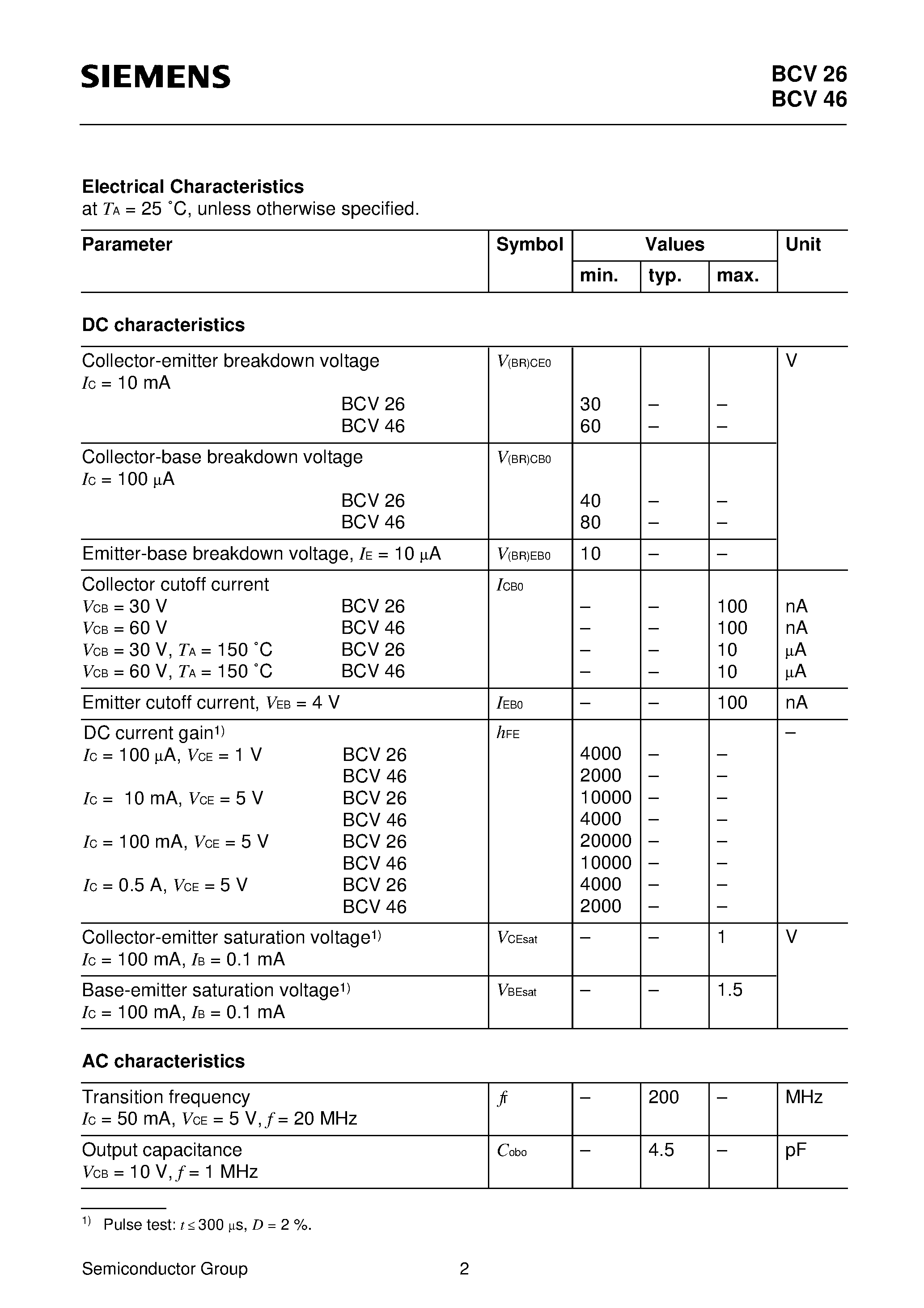 Datasheet Q62702-C1475 - PNP Silicon Darlington Transistors (For general AF applications High collector current) page 2