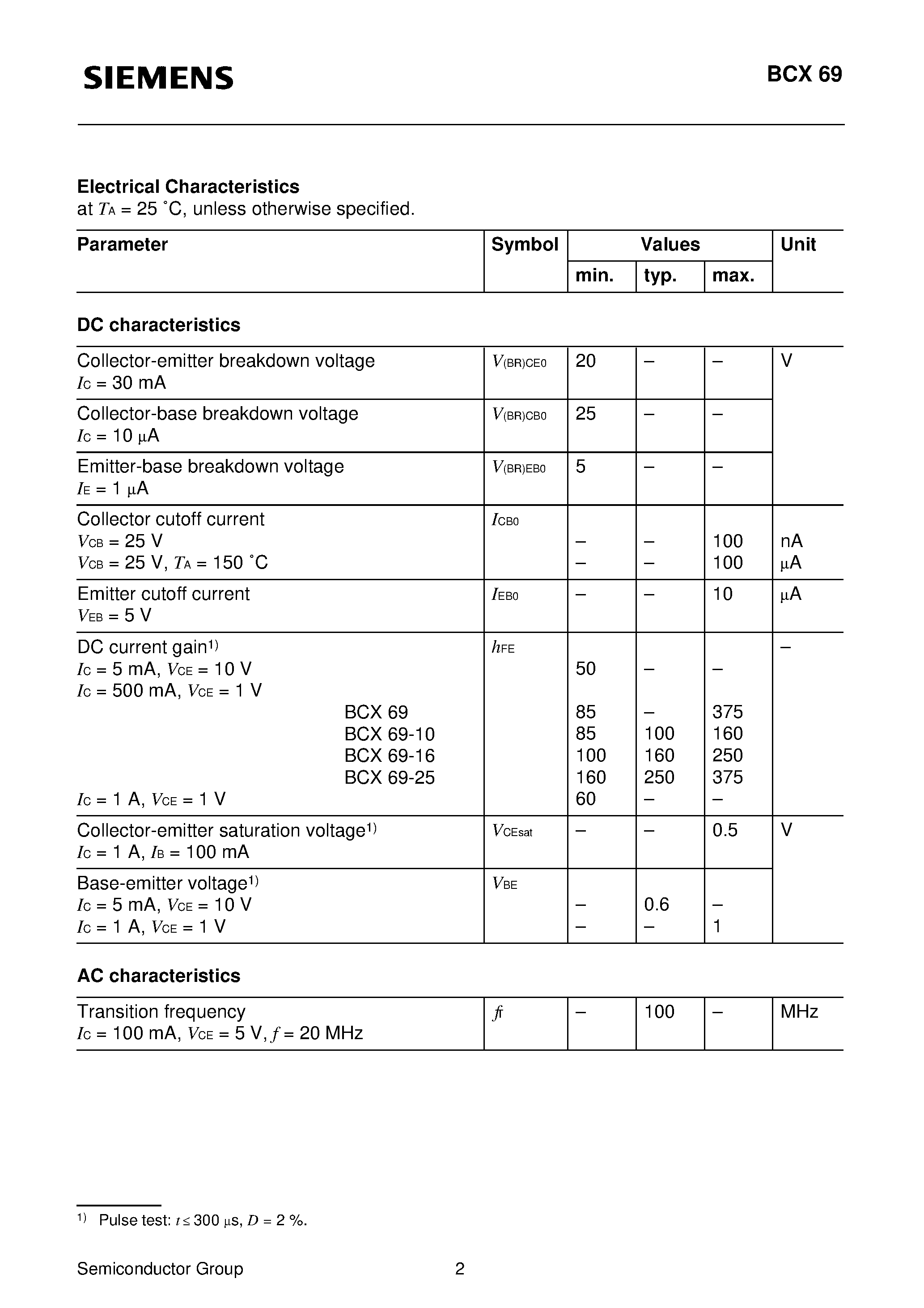 Datasheet Q62702-C1867 - PNP Silicon AF Transistors (For general AF applications High collector current) page 2