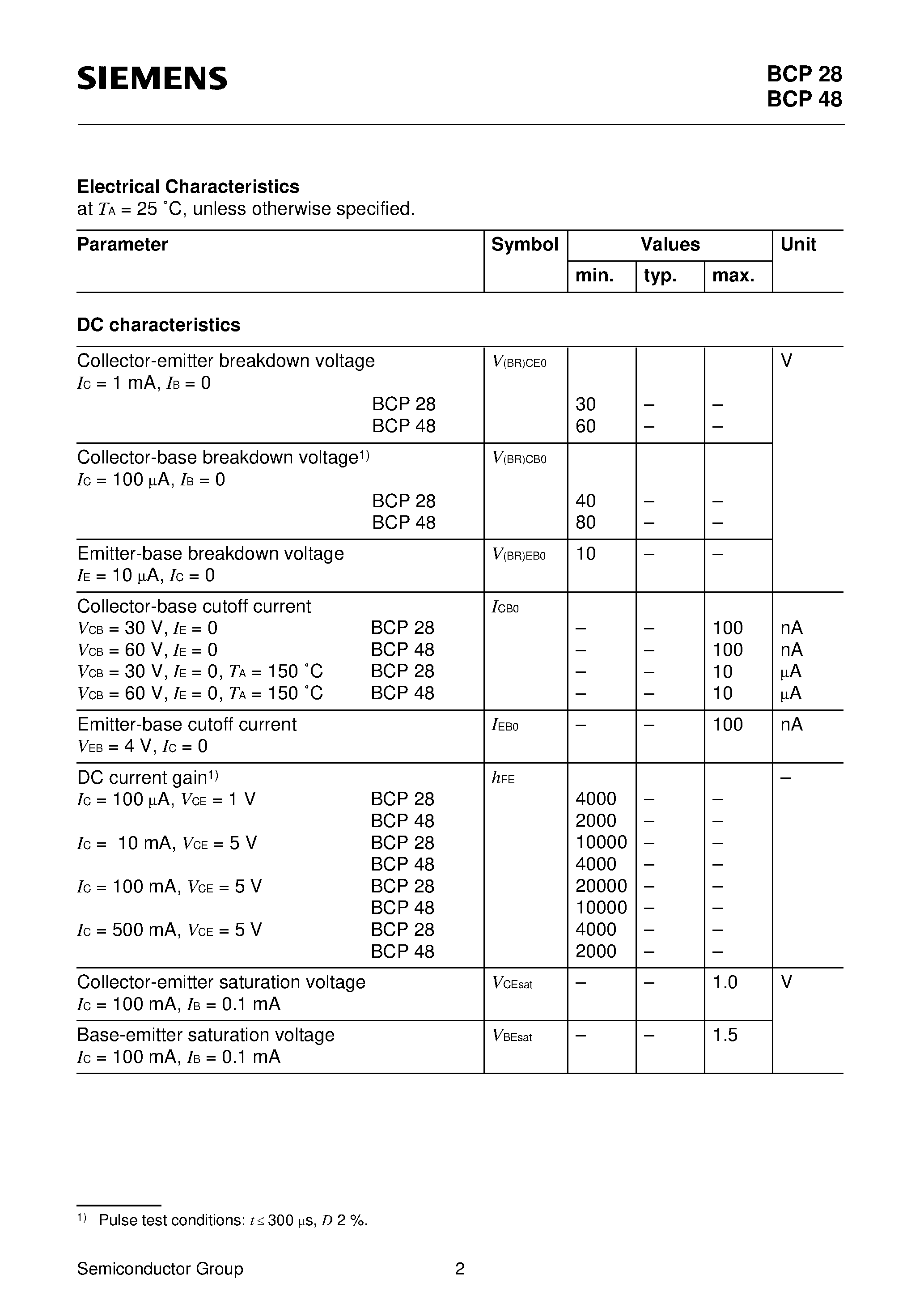Datasheet Q62702-C2135 - PNP Silicon Darlington Transistors (For general AF applications High collector current High current gain) page 2