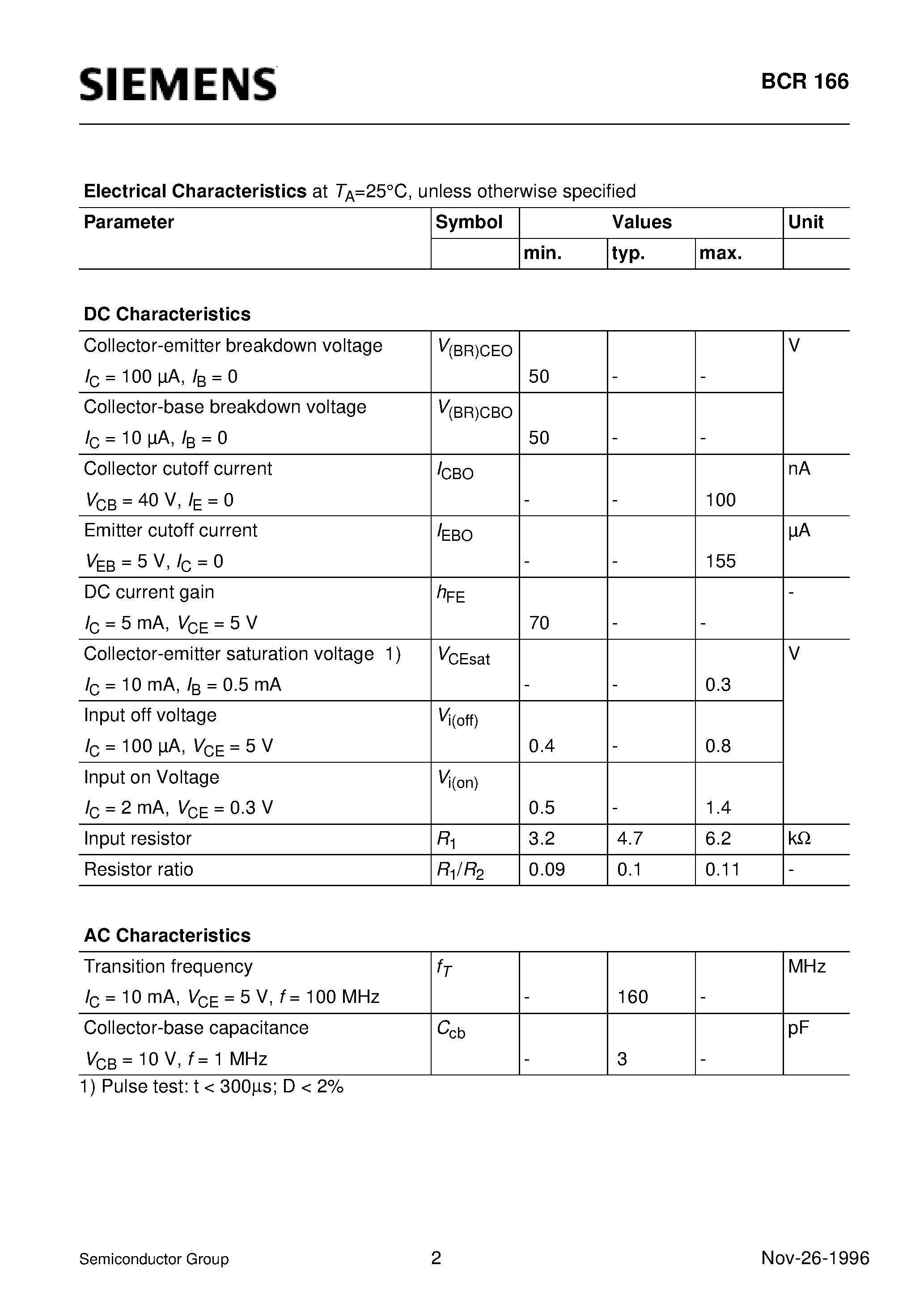 Datasheet Q62702-C2339 page 2 Datasheet Q62702-C2339 - PNP Silicon Digital Transistor (Switching circuit/ inverter/ interface circuit/ driver circuit) page 2