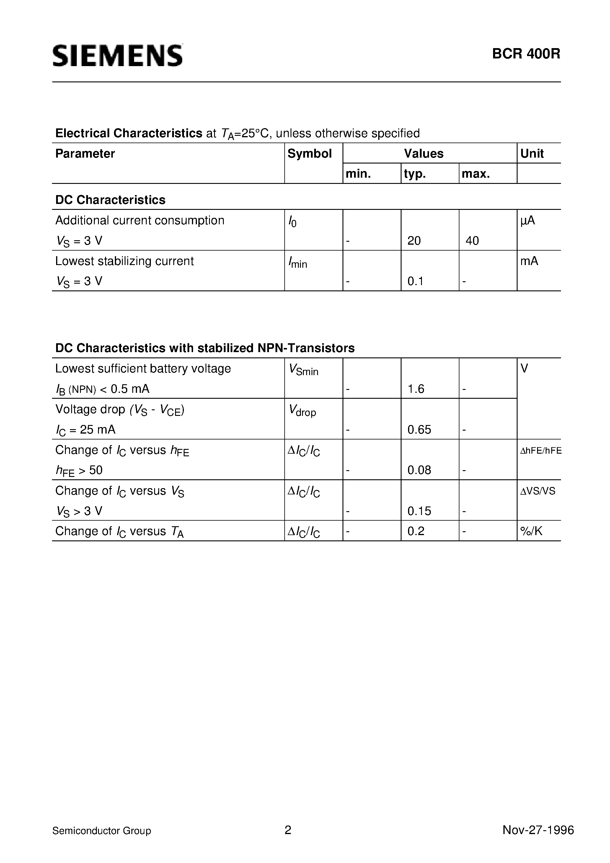 Даташит Q62702-C2479 - Active Bias Controller (Supplies stable bias current even at low battery voltage and extreme ambient temperature variation) страница 2