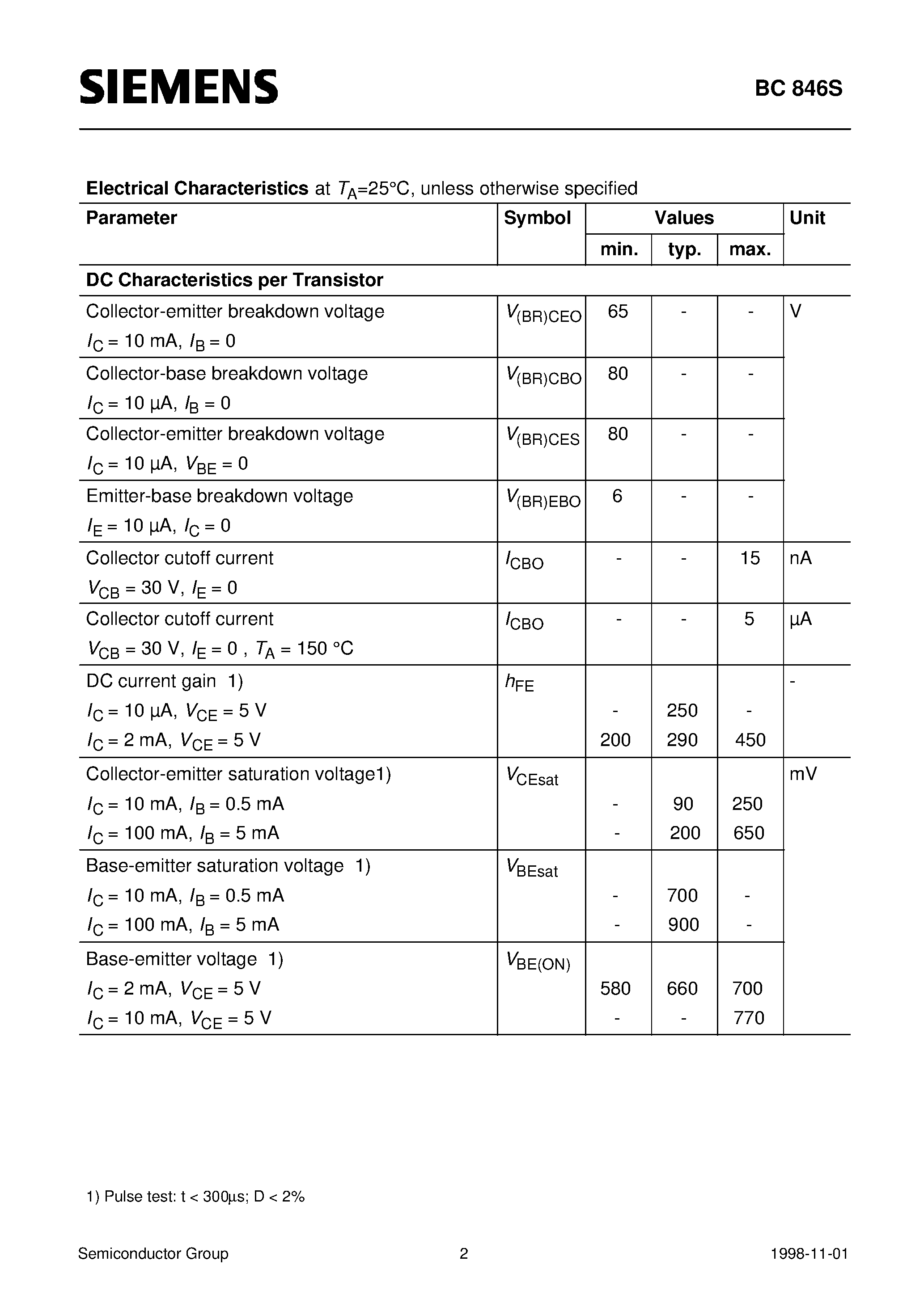 Datasheet Q62702-C2529 page 2 Datasheet Q62702-C2529 - NPN Silicon AF Transistor Array (For AF input stages and driver applications High current gain) page 2
