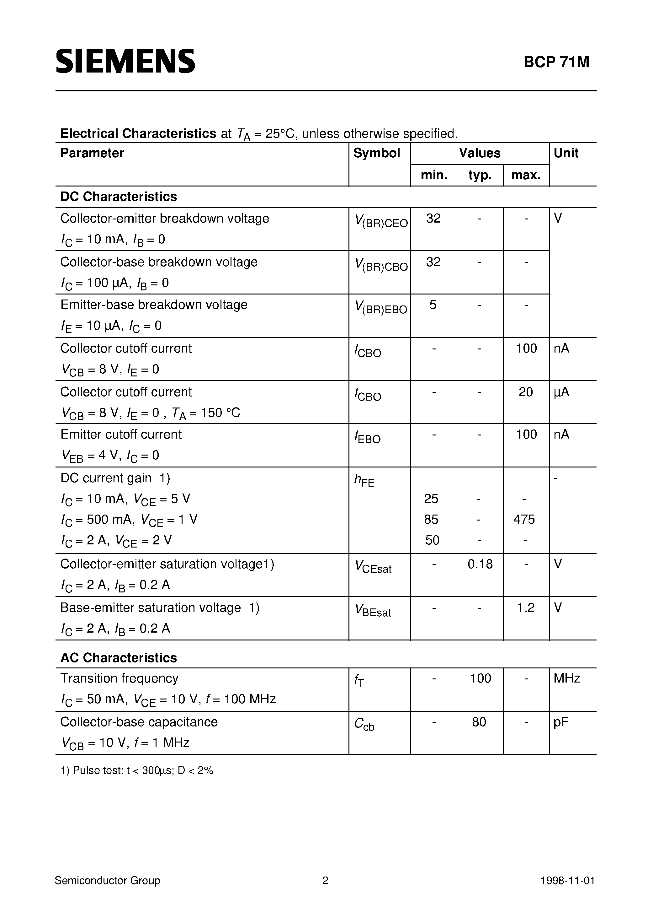 Datasheet Q62702-C2597 page 2 Datasheet Q62702-C2597 - NPN Silicon AF Power Transistor (Drain switch for RF power amplifier stages For AF driver and output stages High collector current) page 2