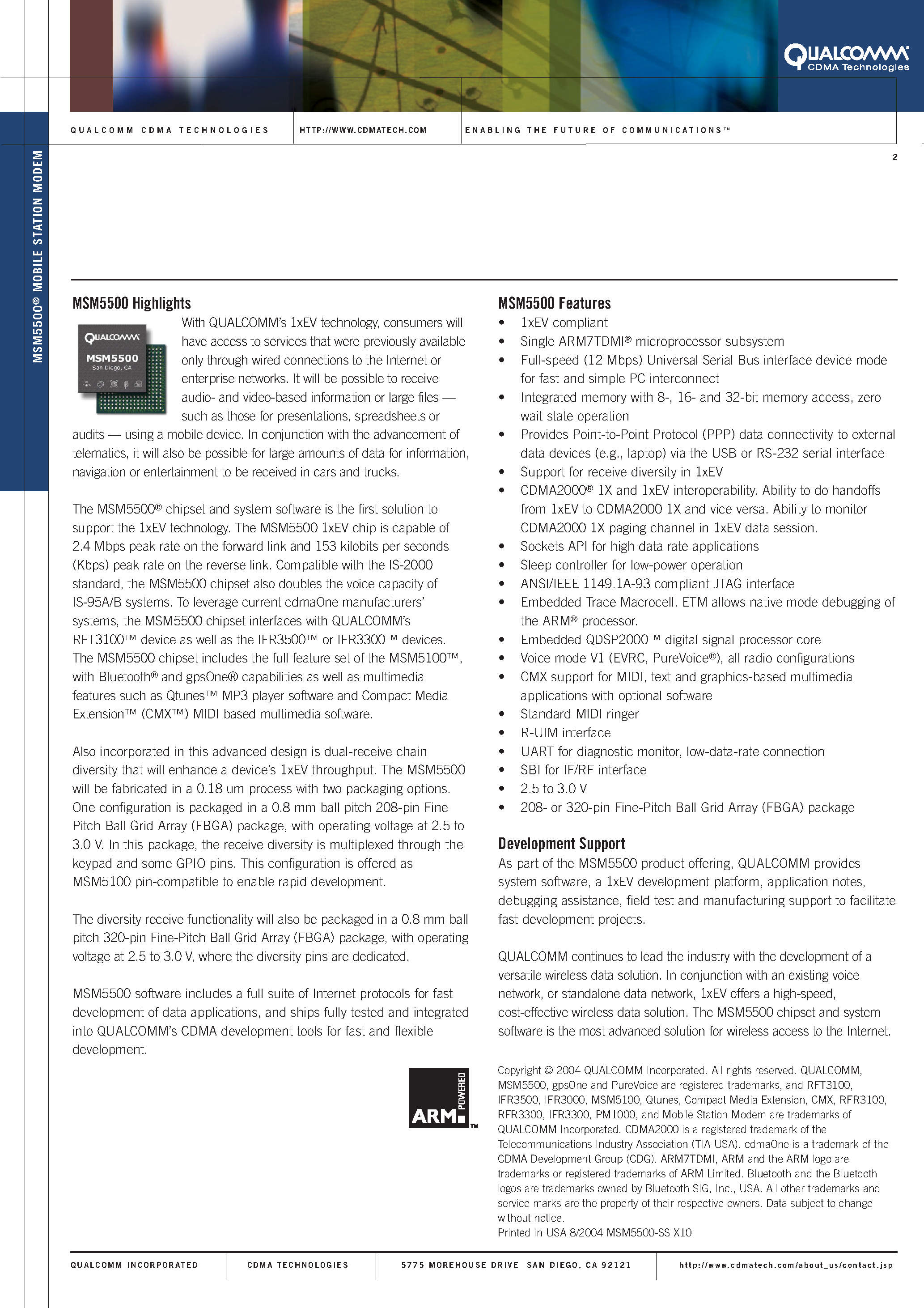 Даташит MSM5500 - Mobile Station Modem страница 2