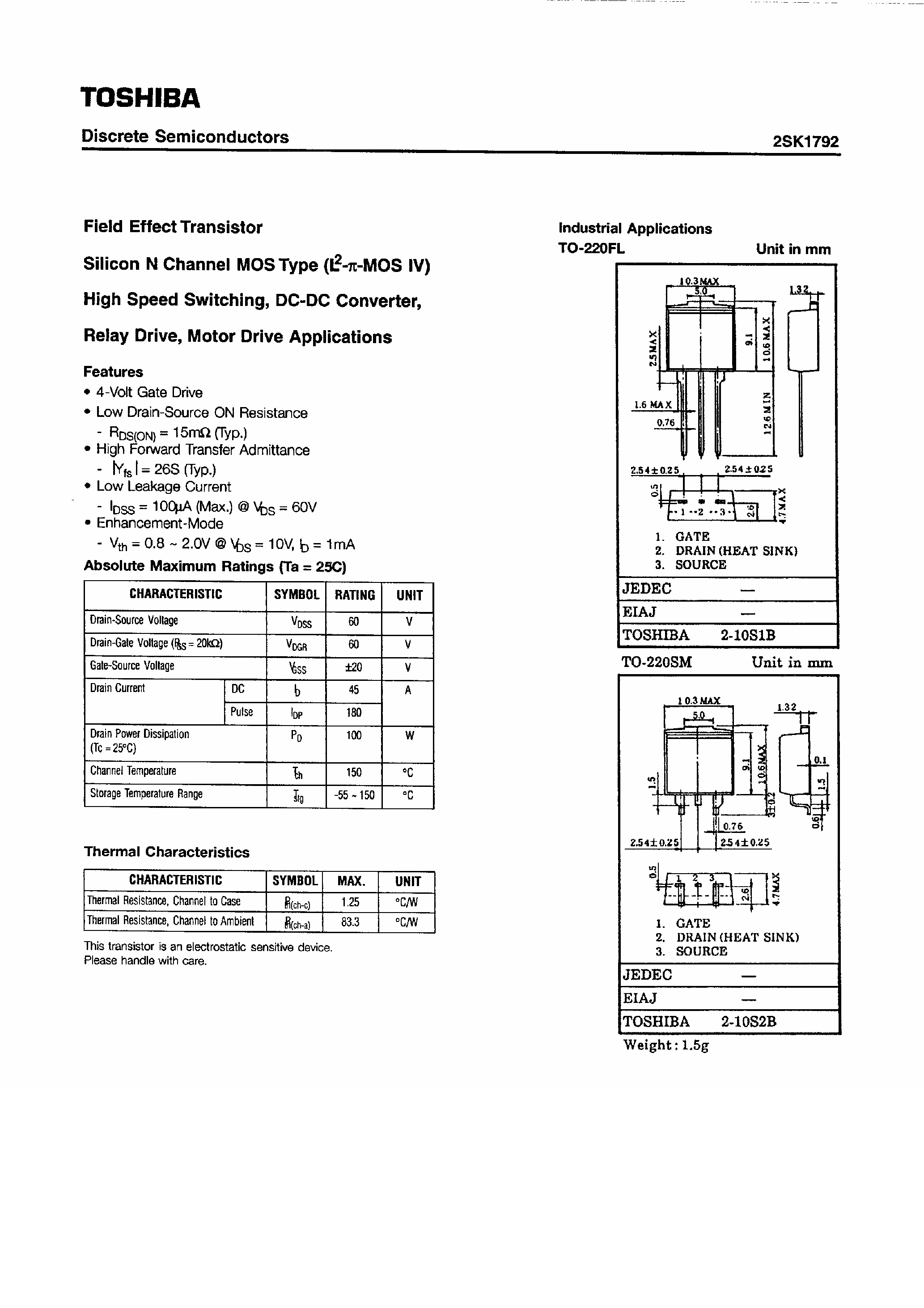 Datasheet 2SK1792 - Discrete Semiconductors page 1