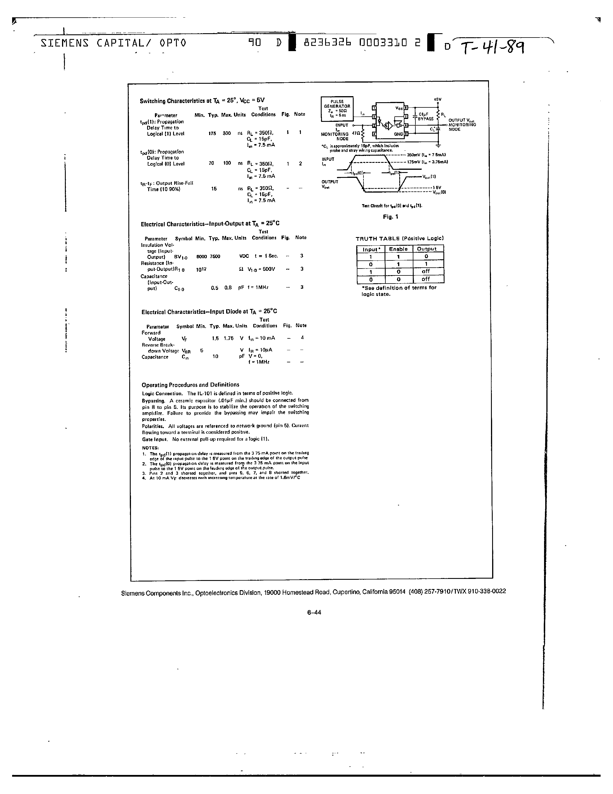 Datasheet IL101 page 2 Datasheet IL101 - high speed three state optocoupler page 2