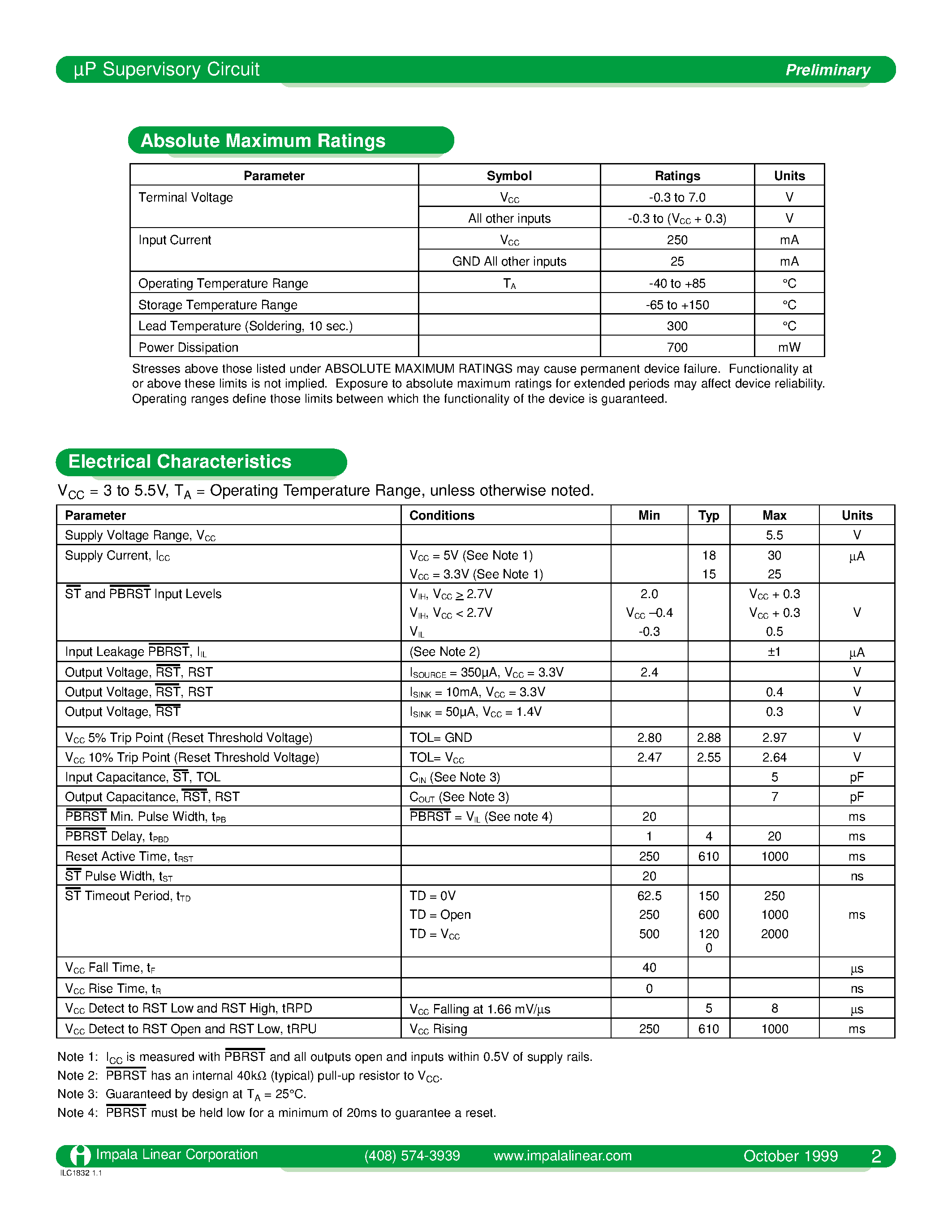 Даташит на микросхему ILC1832 страница 2 Даташит ILC1832 - P SUPERVISORY CIRCUIT страница 2