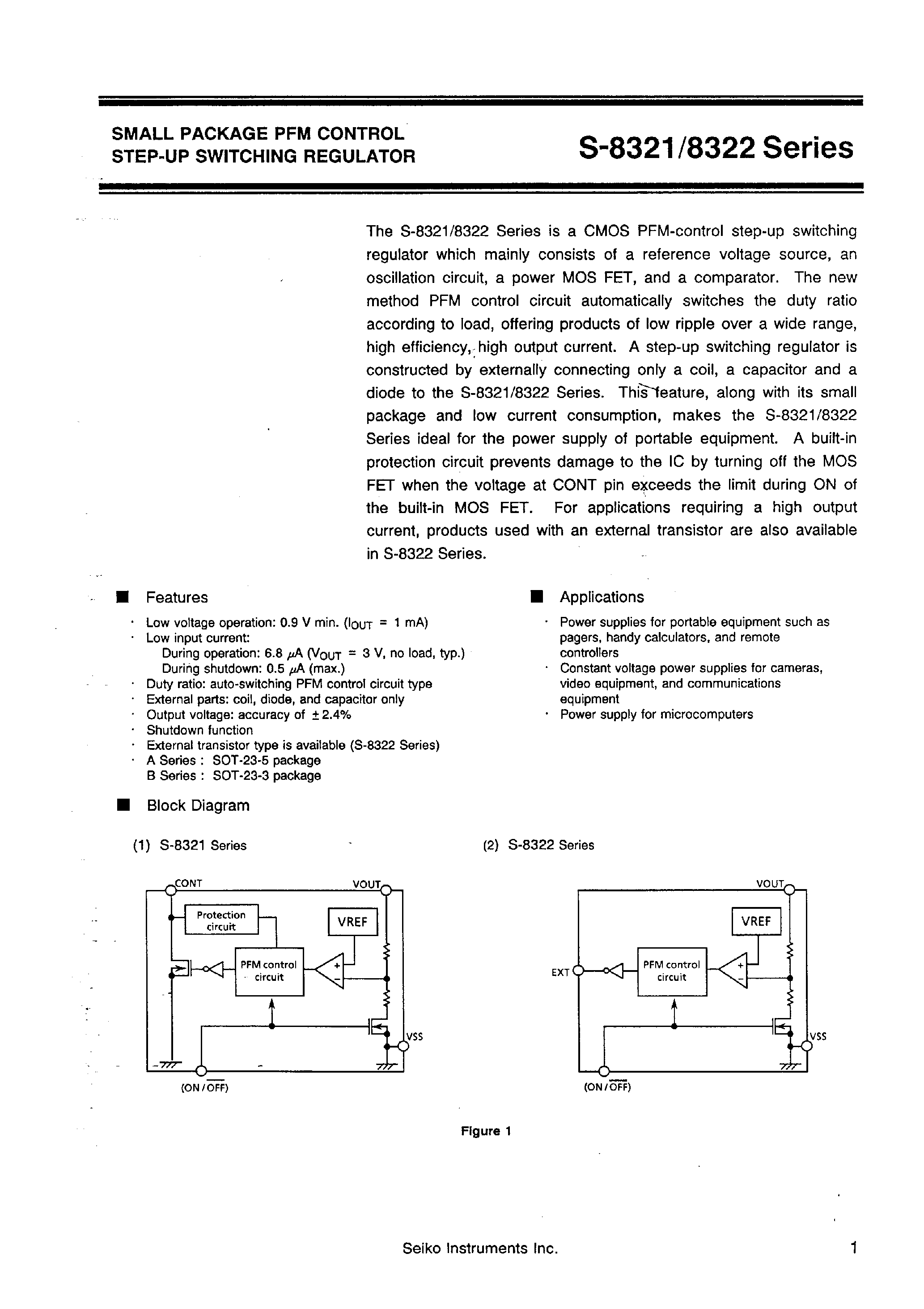 Datasheet S-8321B - SMALL PACKAGE PFM CONTROL STEP-UP SWITCHING REGULATOR page 2