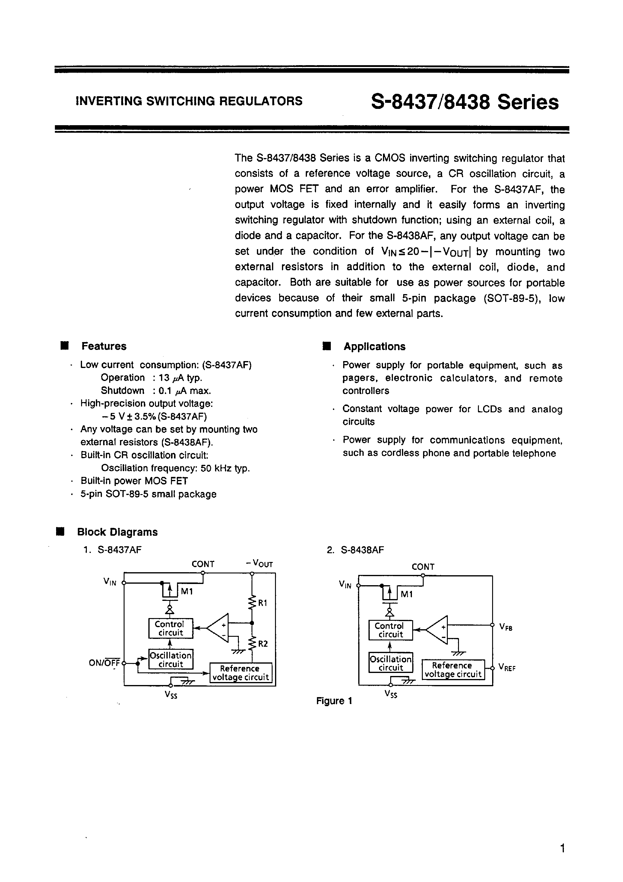 Datasheet S-8438 page 2 Datasheet S-8438 - INVERTING SWITCHING REGULATORS page 2
