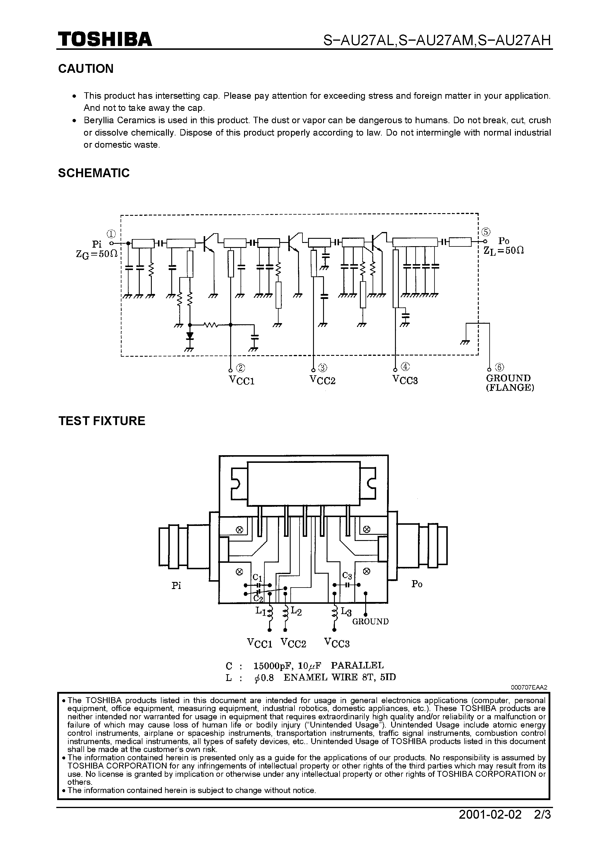 Datasheet S-AU27AL - 25W FM RF POWER AMPLIFIER MODULE page 2