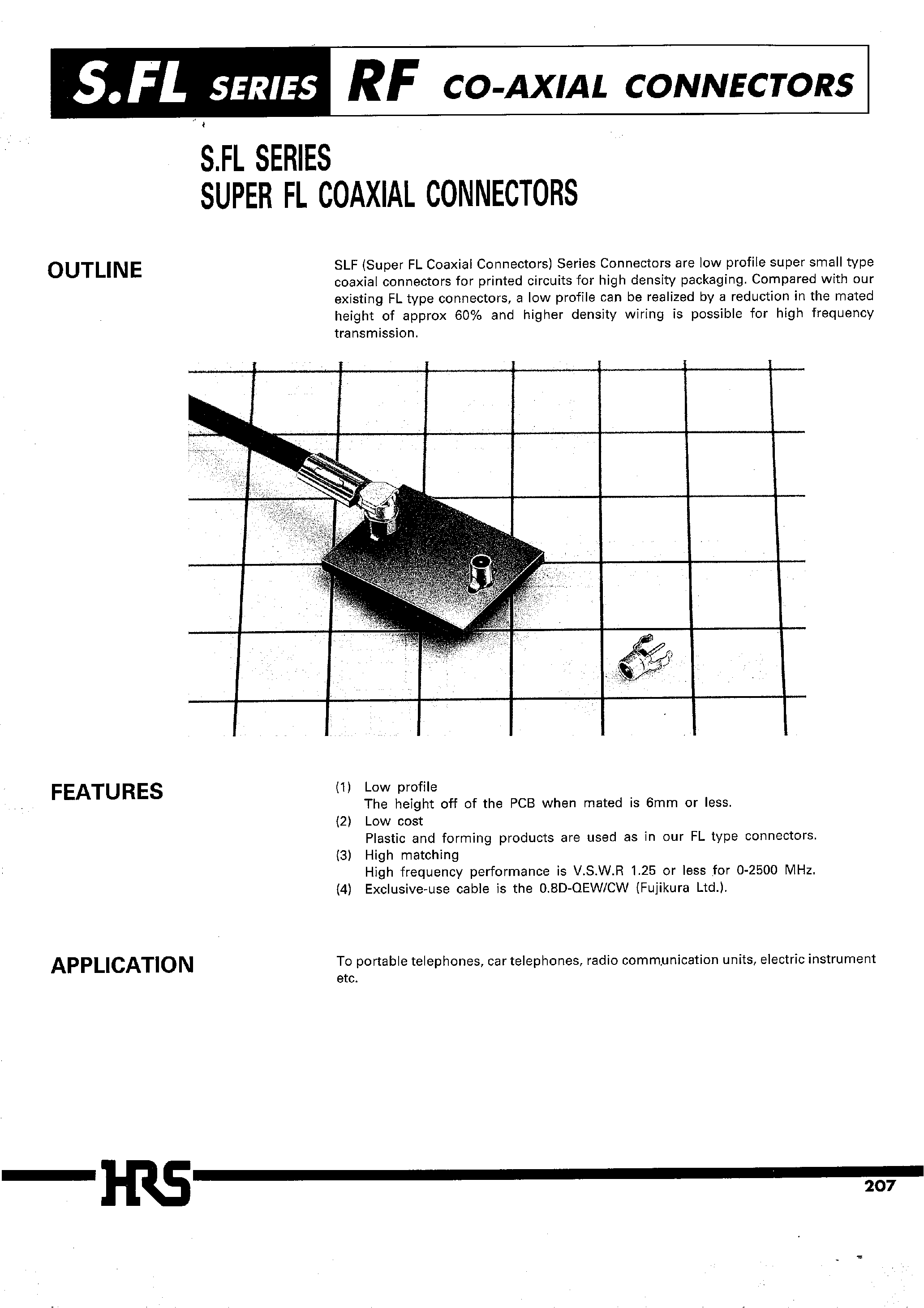 Даташит S.FL-LP-0.8DW - SUPER RFCO-AXIAL CONNECTORS страница 1