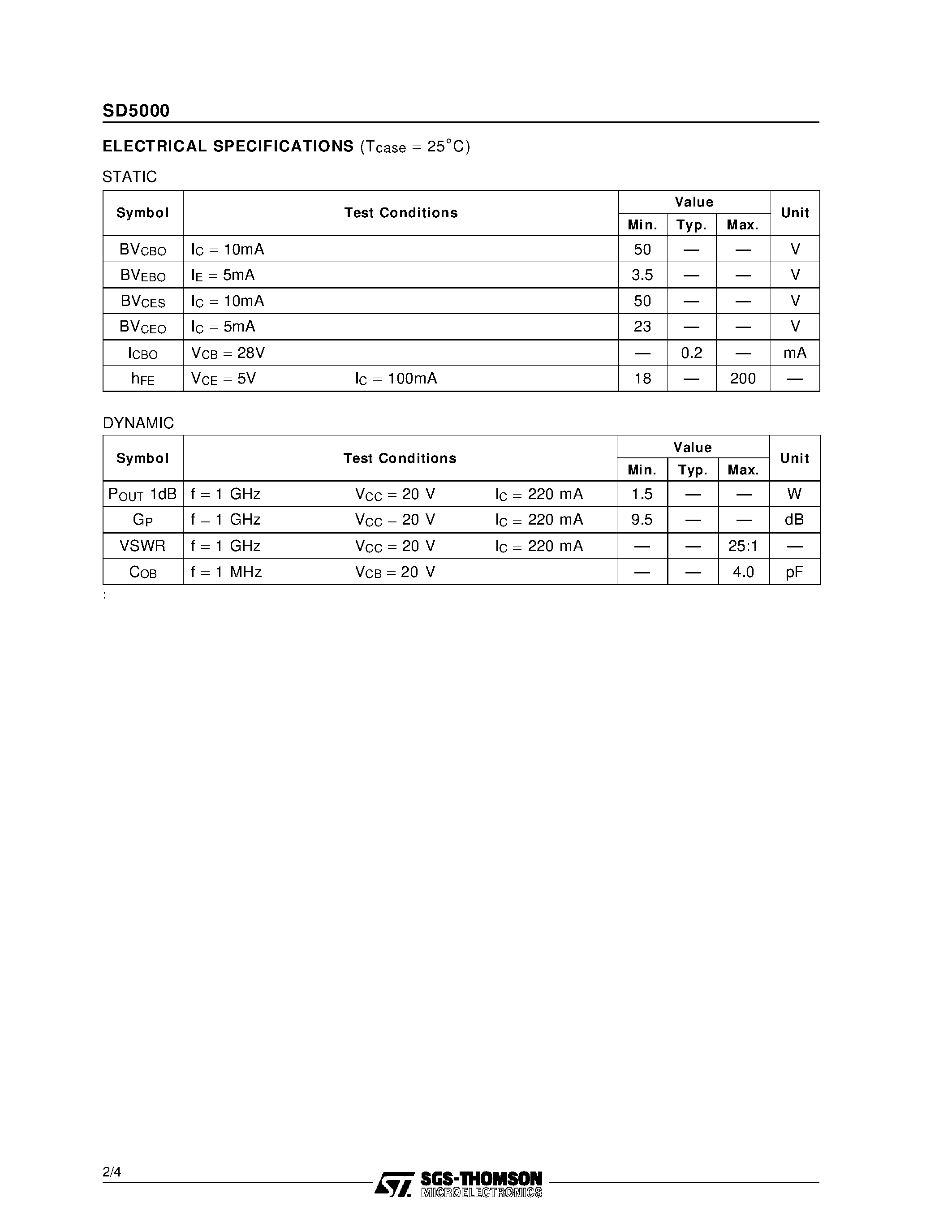 Datasheet S10A015 - RF & MICROWAVE TRANSISTORS GENERAL PURPOSE LINEAR APPLICATIONS page 2