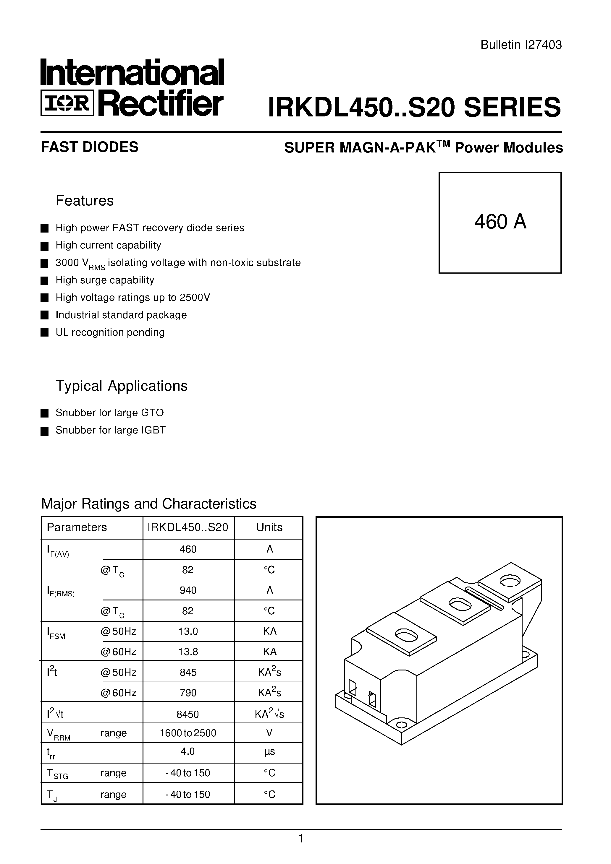 Datasheet S20 - SUPER MAGN-A-PAK Power Modules page 1