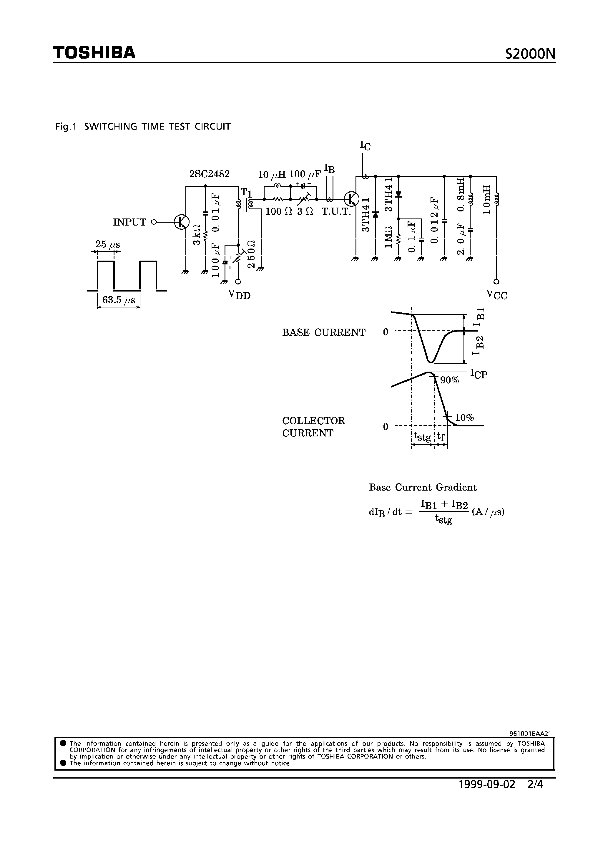 Datasheet S2000N - NPN TRIPLE DIFFUSED MESA TYPE (COLOR TV HORIZONTAL OUTPUT/ SWITCHING REGULATOR APPLICATIONS) page 2