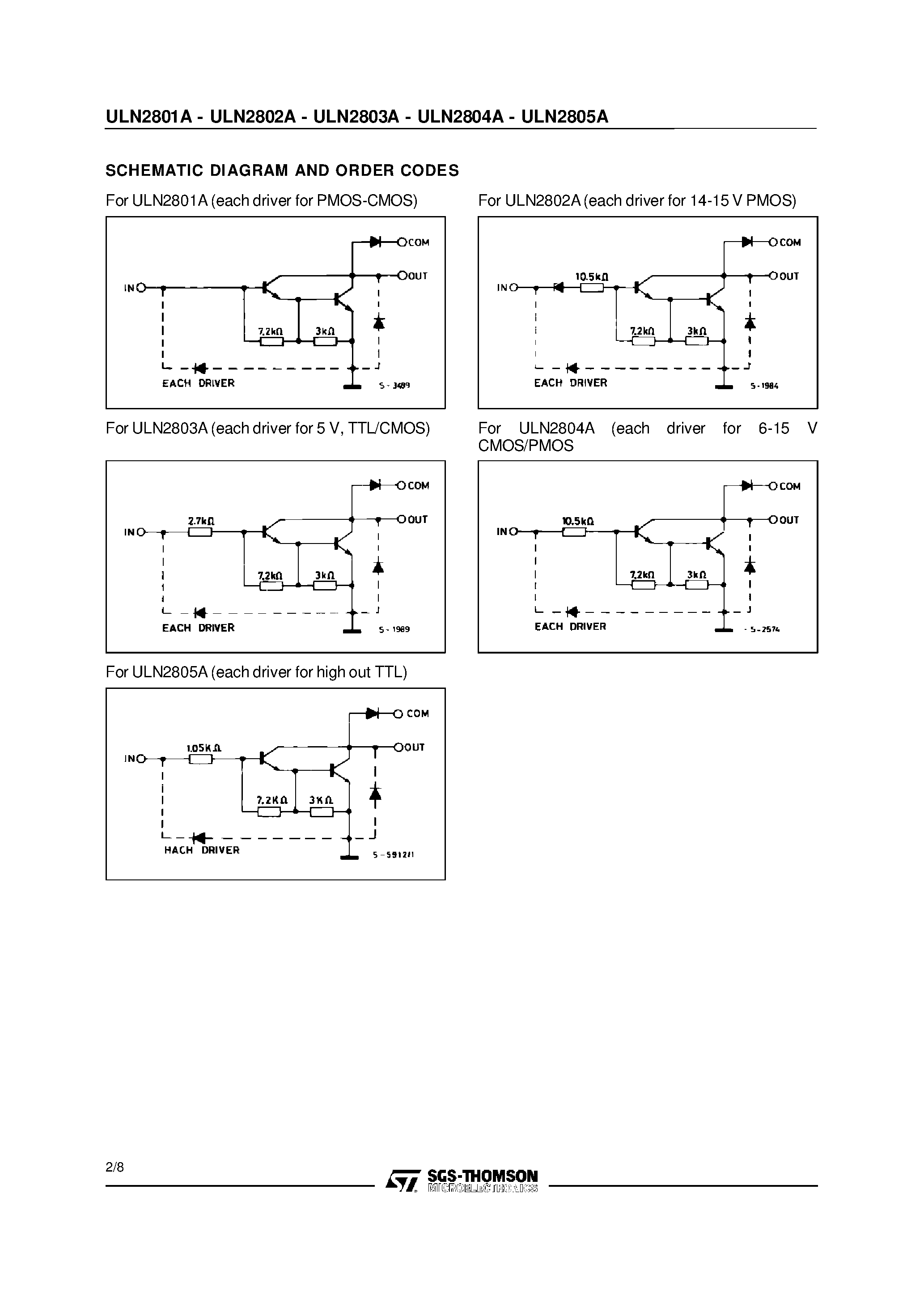 Datasheet ULN2802 page 2 Datasheet ULN2802 - EIGHT DARLINGTON ARRAYS page 2