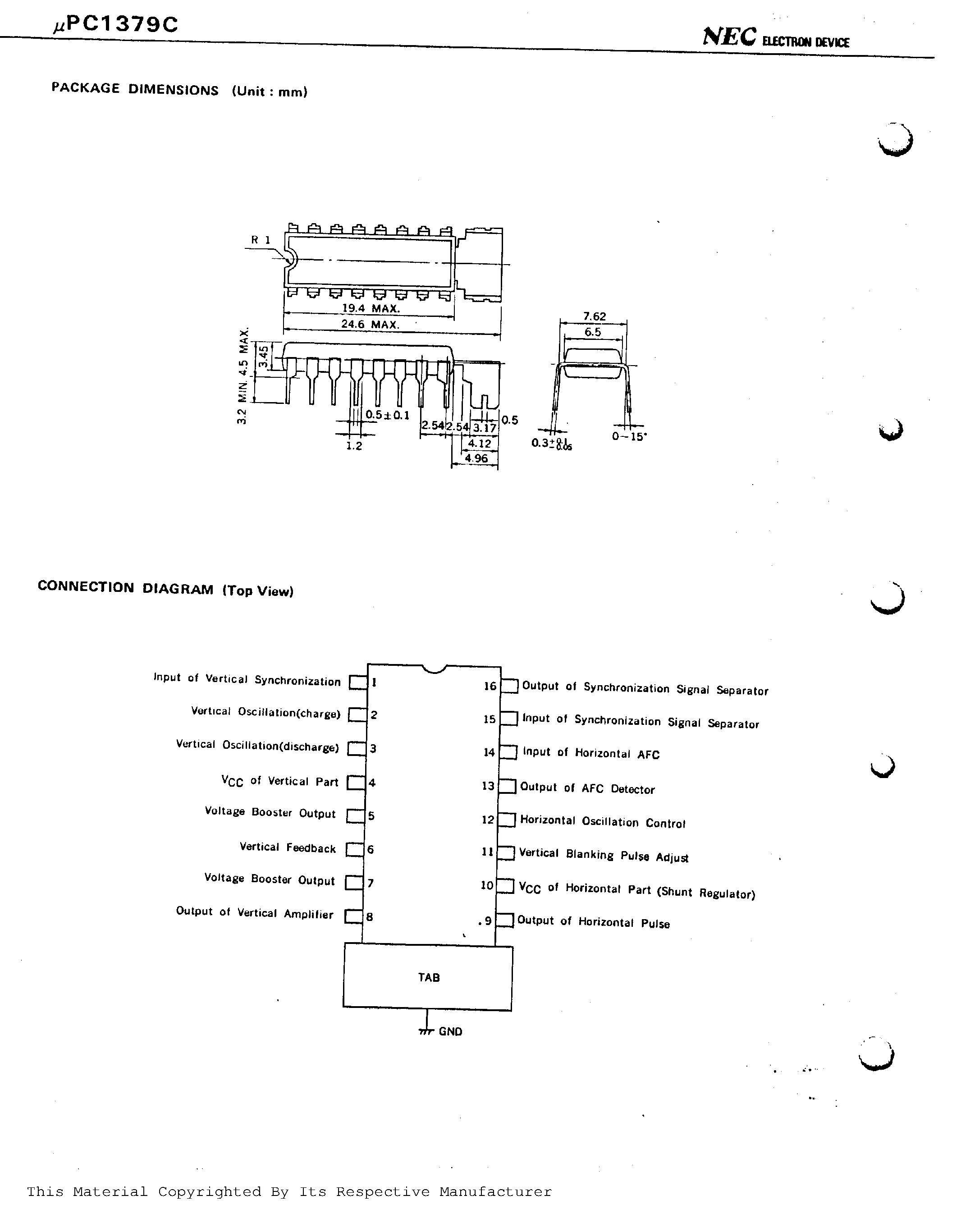 Datasheet UPC1379C - SYNCHRONIZATION SIGNAL PROCESSOR FOR B/W TV AND SMALL-SIZED COLOR TV page 2