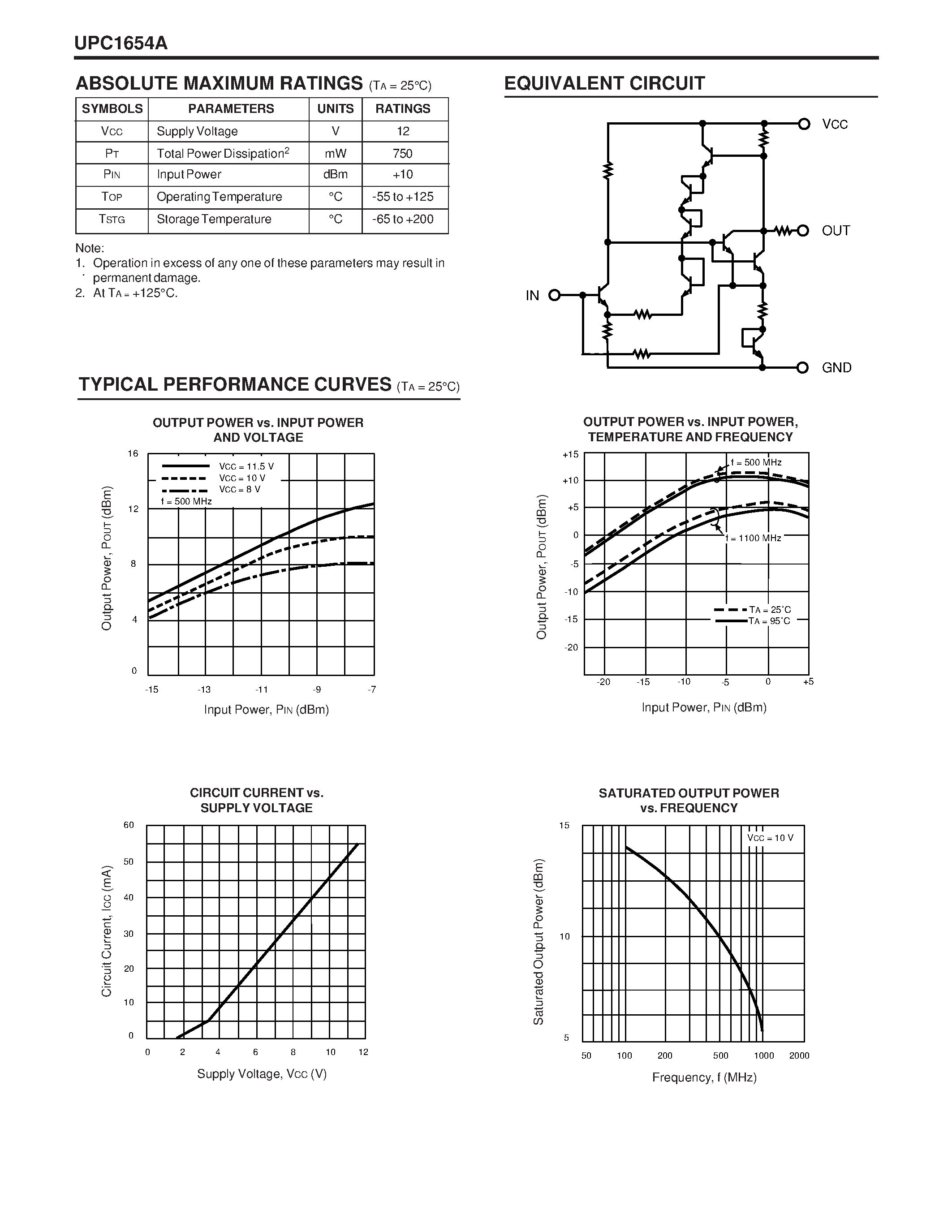 Datasheet UPC1654 - 1.0 GHz SILICON MMIC AMPLIFIER page 2
