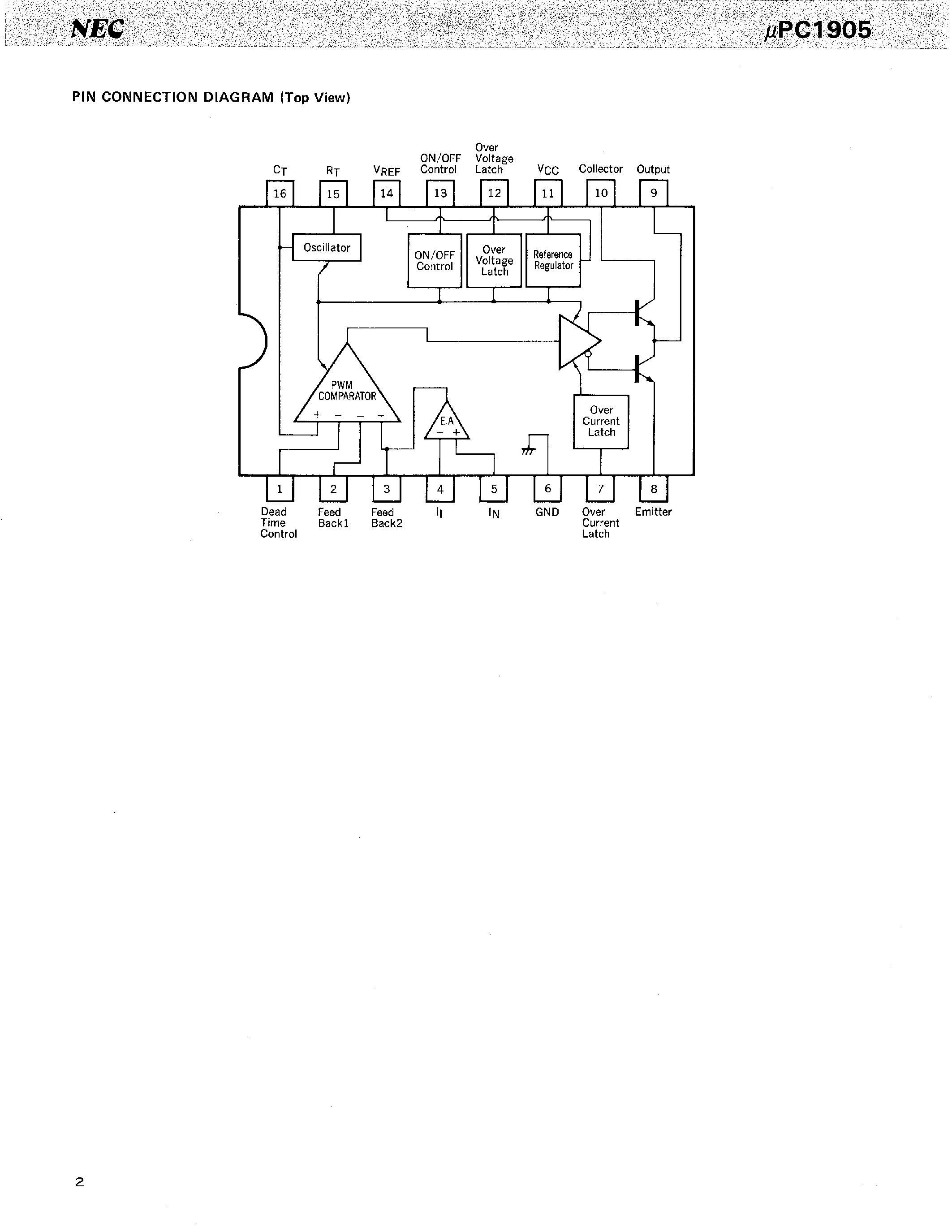 Datasheet UPC1905CX page 2 Datasheet UPC1905CX - SWITCHING REGULATOR CONTROL CIRCUIT FOR 500 kHz OPERATION page 2
