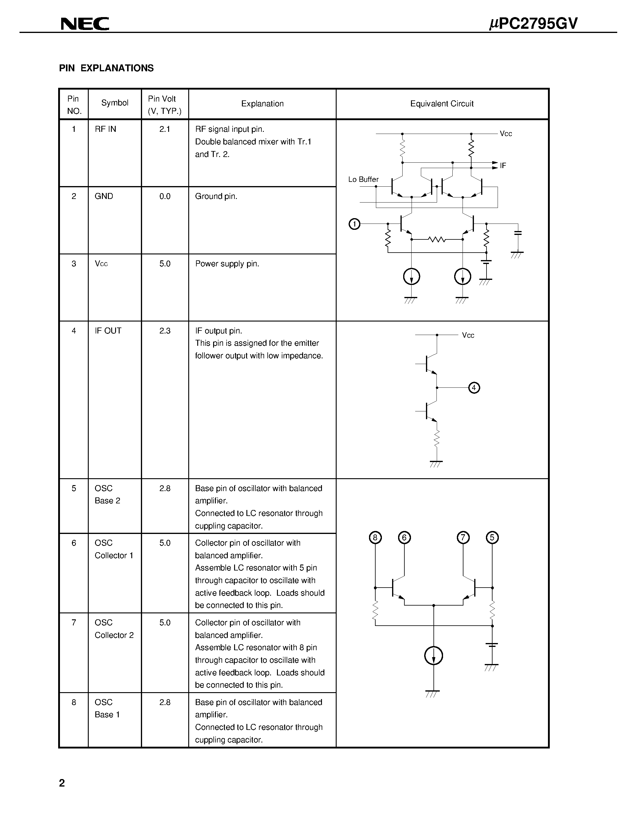 Даташит на микросхему UPC2795 страница 2 Даташит UPC2795 - GENERAL PURPOSE L-BAND DOWN CONVERTER страница 2