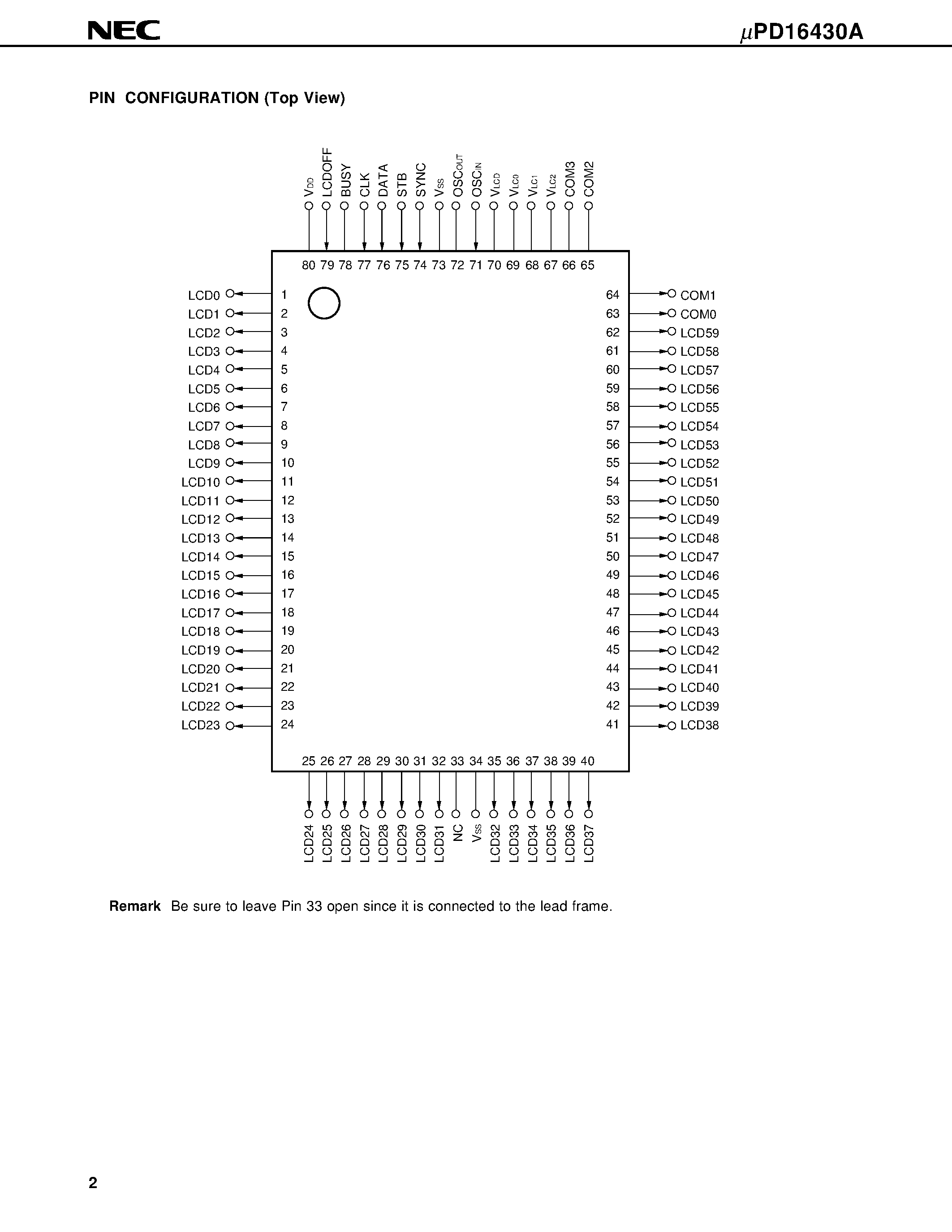 Datasheet UPD16430A page 2 Datasheet UPD16430A - 1/2/ 1/3/ 1/4 DUTY LCD CONTROLLER/DRIVER page 2