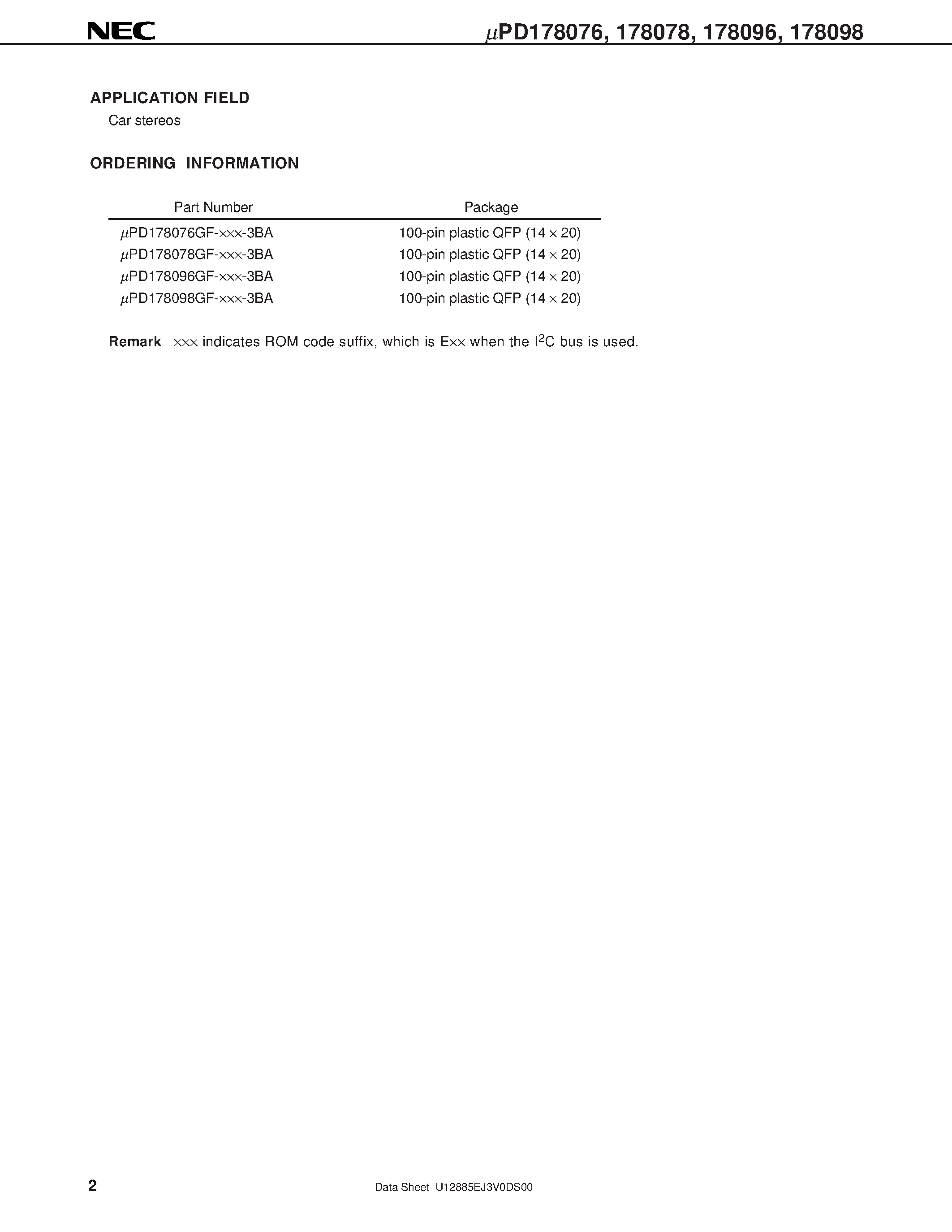 Даташит UPD178096GF - 8-BIT SINGLE-CHIP MICROCONTROLLER страница 2