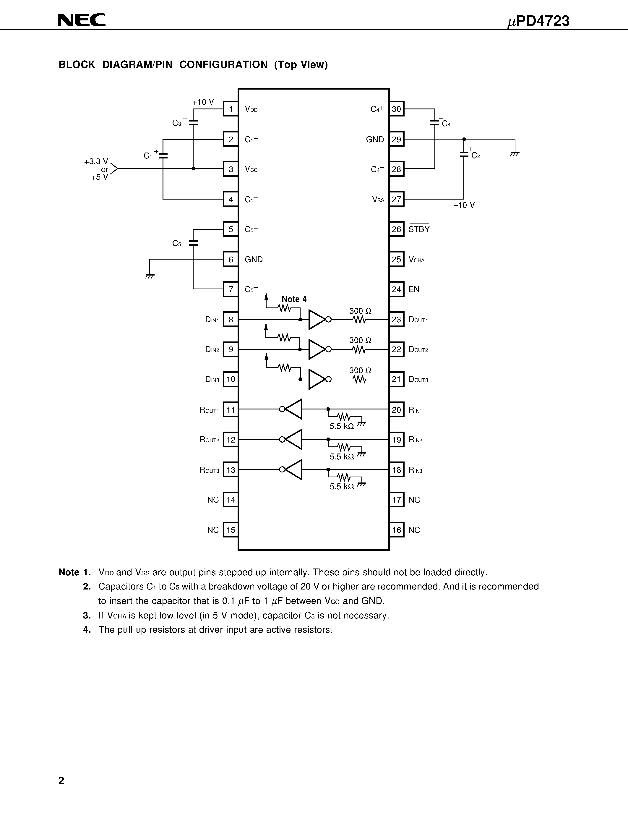 Datasheet UPD4723 - RS-232 LINE DRIVER/RECEIVER AT 3.3 V/5 V page 2