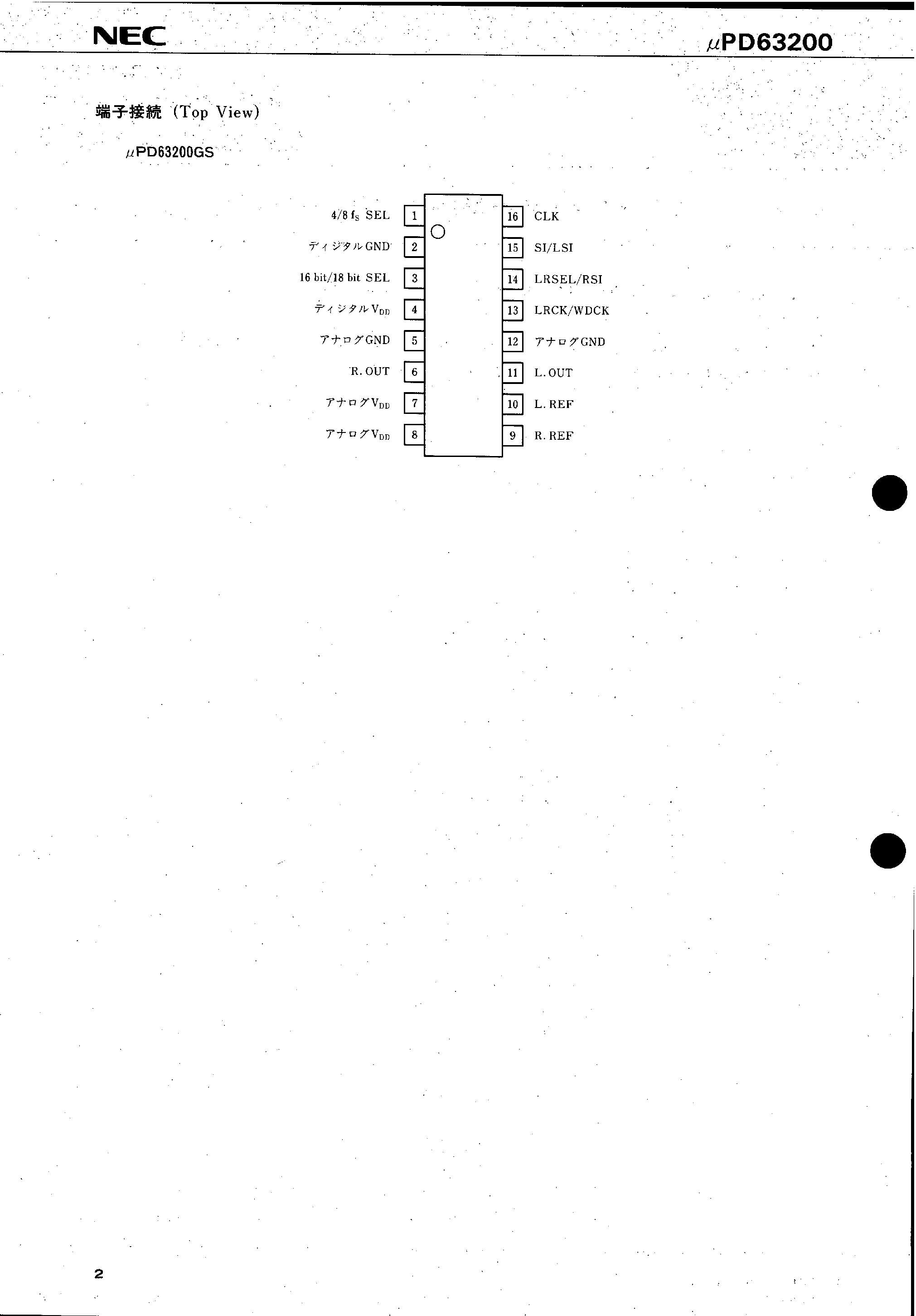 Datasheet UPD63200 - DIGITAL AUDIO 18 BIT D/A CONVERTER page 2