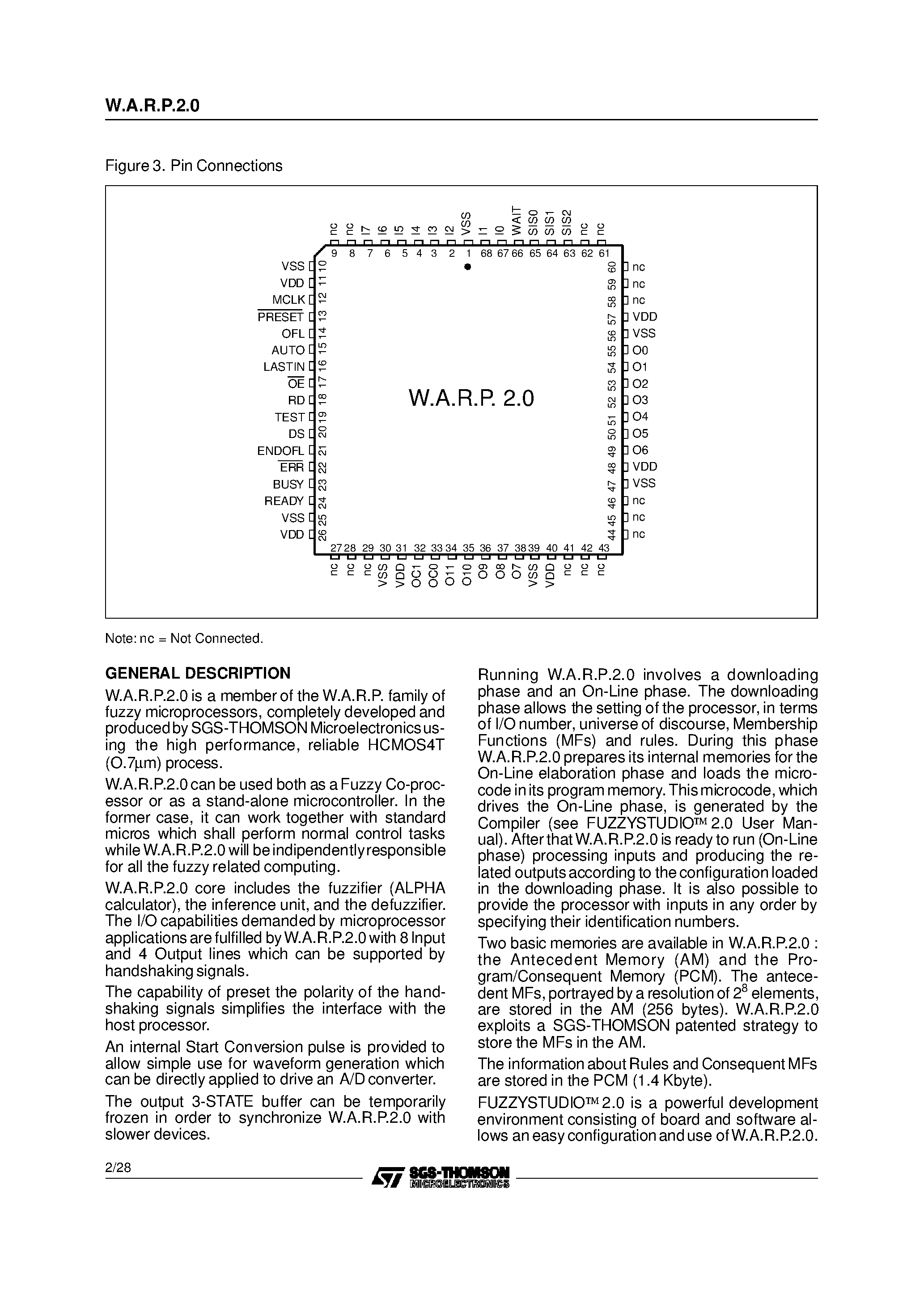 Datasheet WARP20 page 2 Datasheet WARP20 - 8-BIT FUZZY CO-PROCESSOR page 2