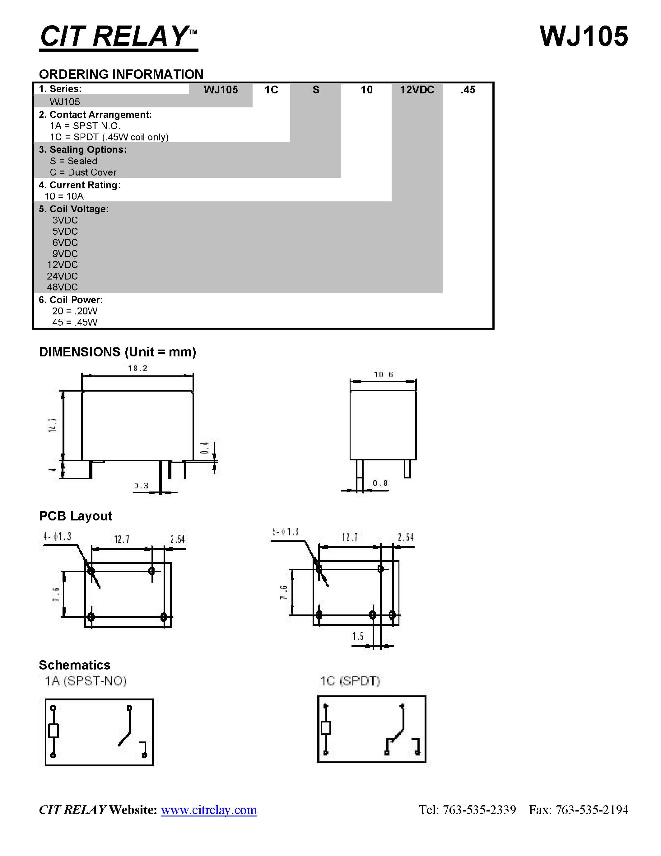 Datasheet WJ105 - CIT RELAY WJ105 page 2