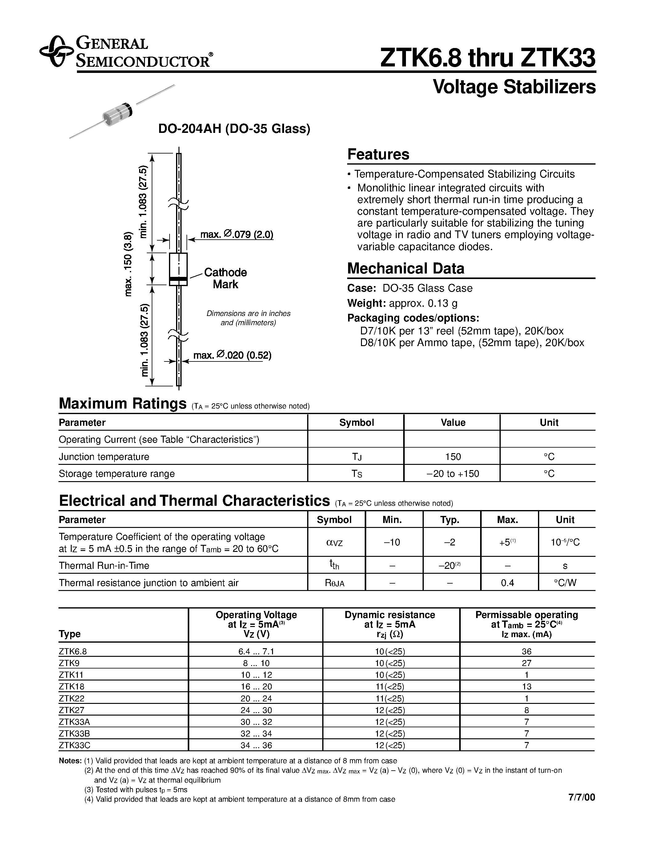 Datasheet ZTK6.8 - Voltage Stabilizers page 1