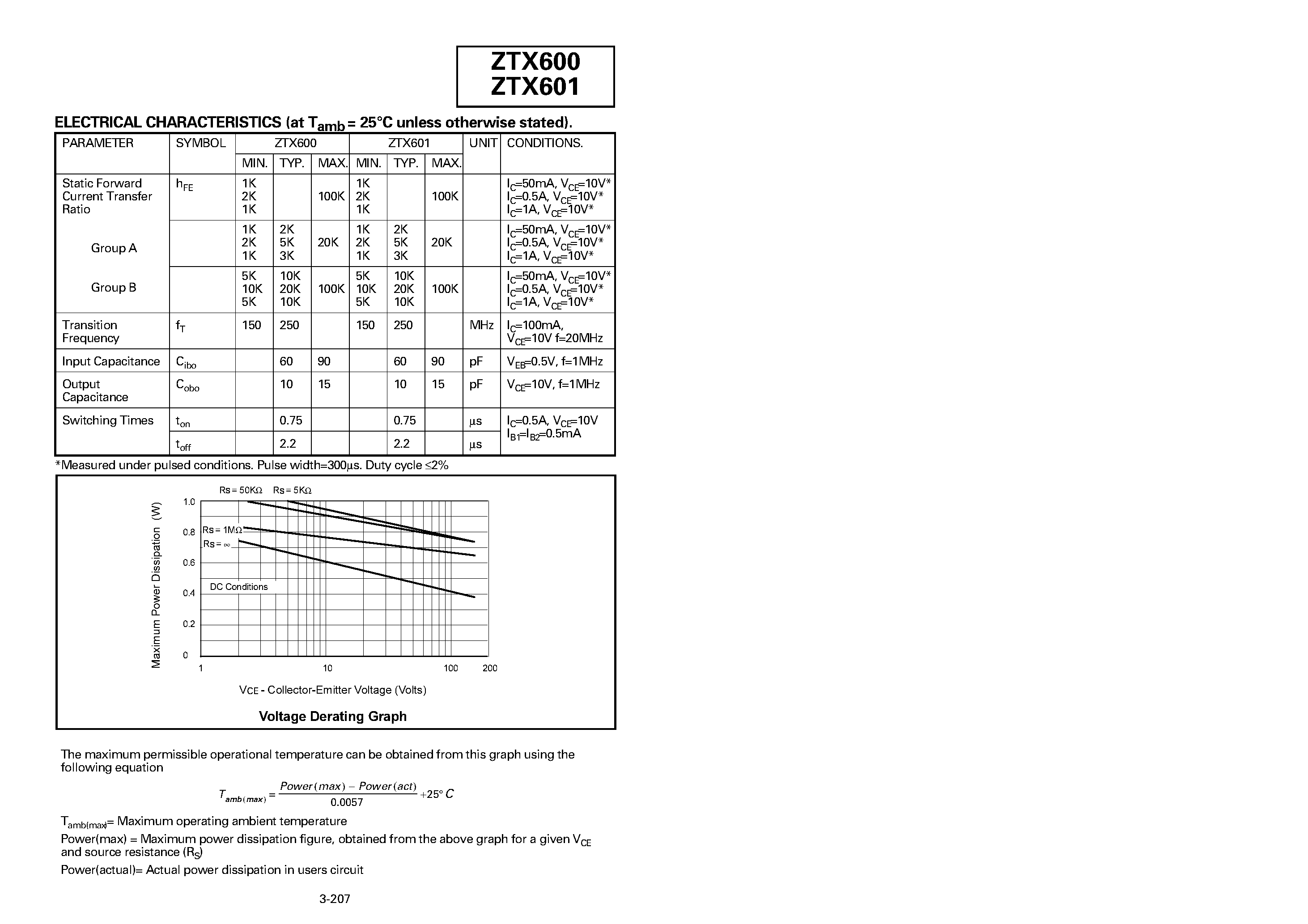 Даташит ZTX600 - NPN SILICON PLANAR MEDIUM POWER DARLINGTON TRANSISTORS страница 2