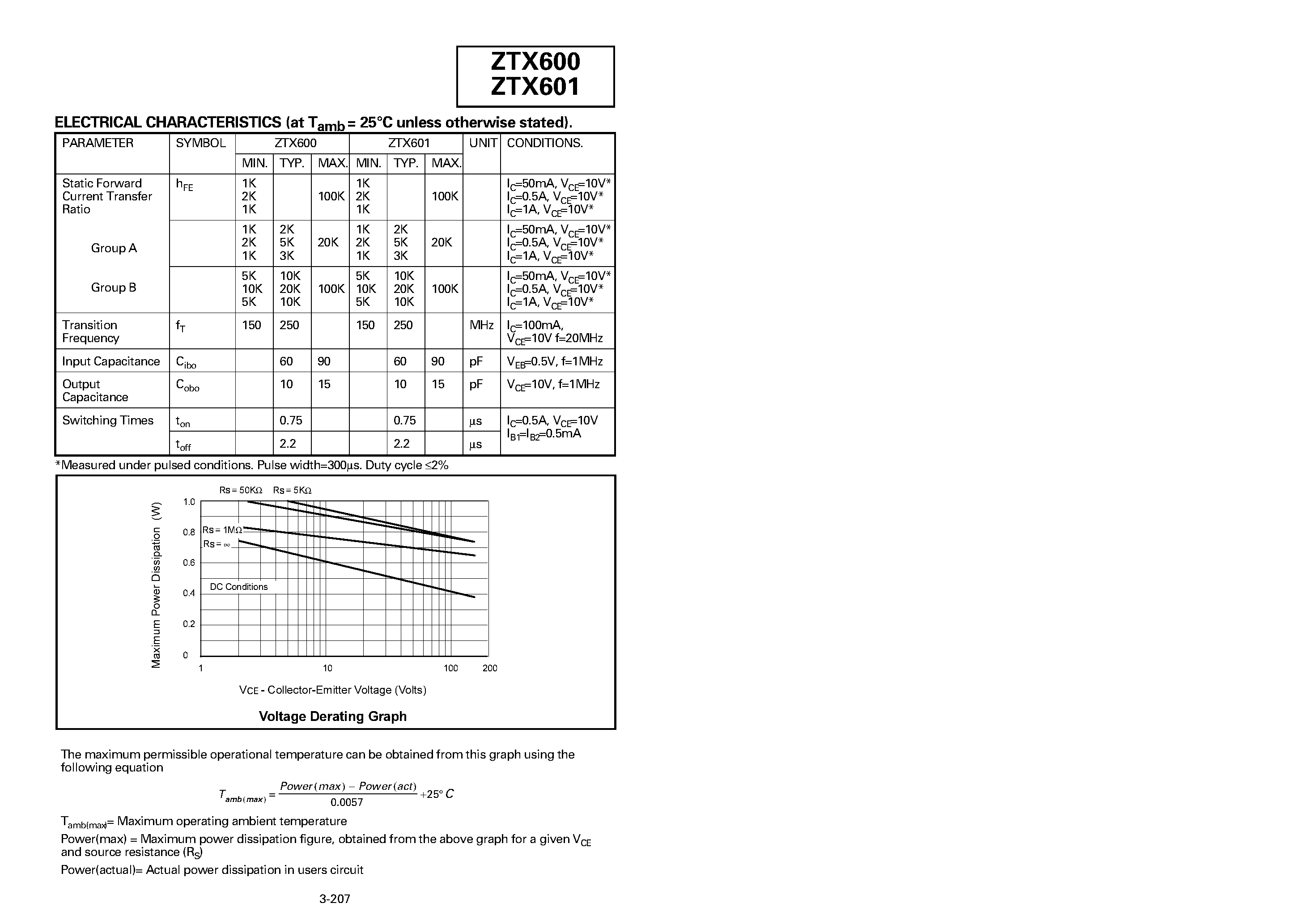 Datasheet ZTX601 page 2 Datasheet ZTX601 - NPN SILICON PLANAR MEDIUM POWER DARLINGTON TRANSISTORS page 2