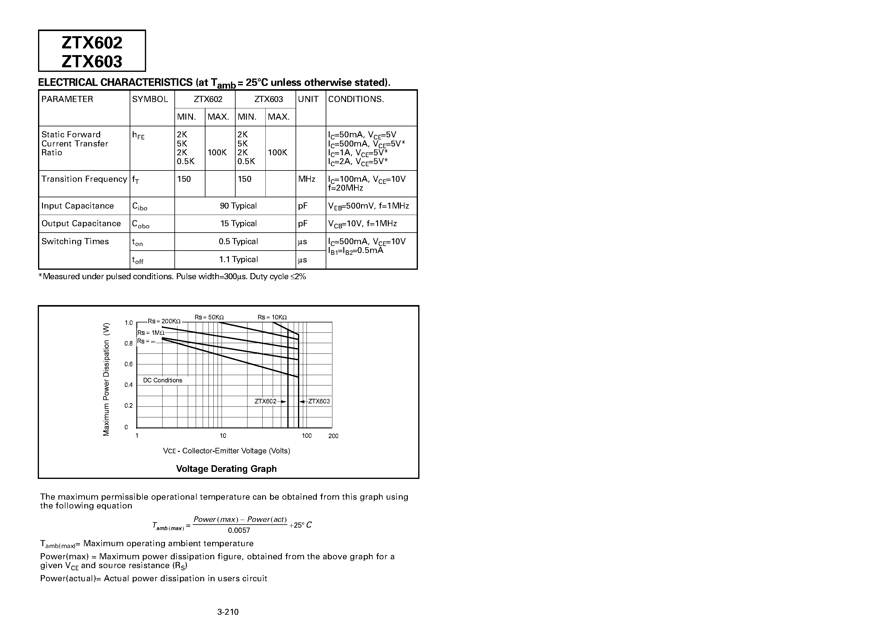 Datasheet ZTX602 page 2 Datasheet ZTX602 - NPN SILICON PLANAR MEDIUM POWER DARLINGTON TRANSISTORS page 2