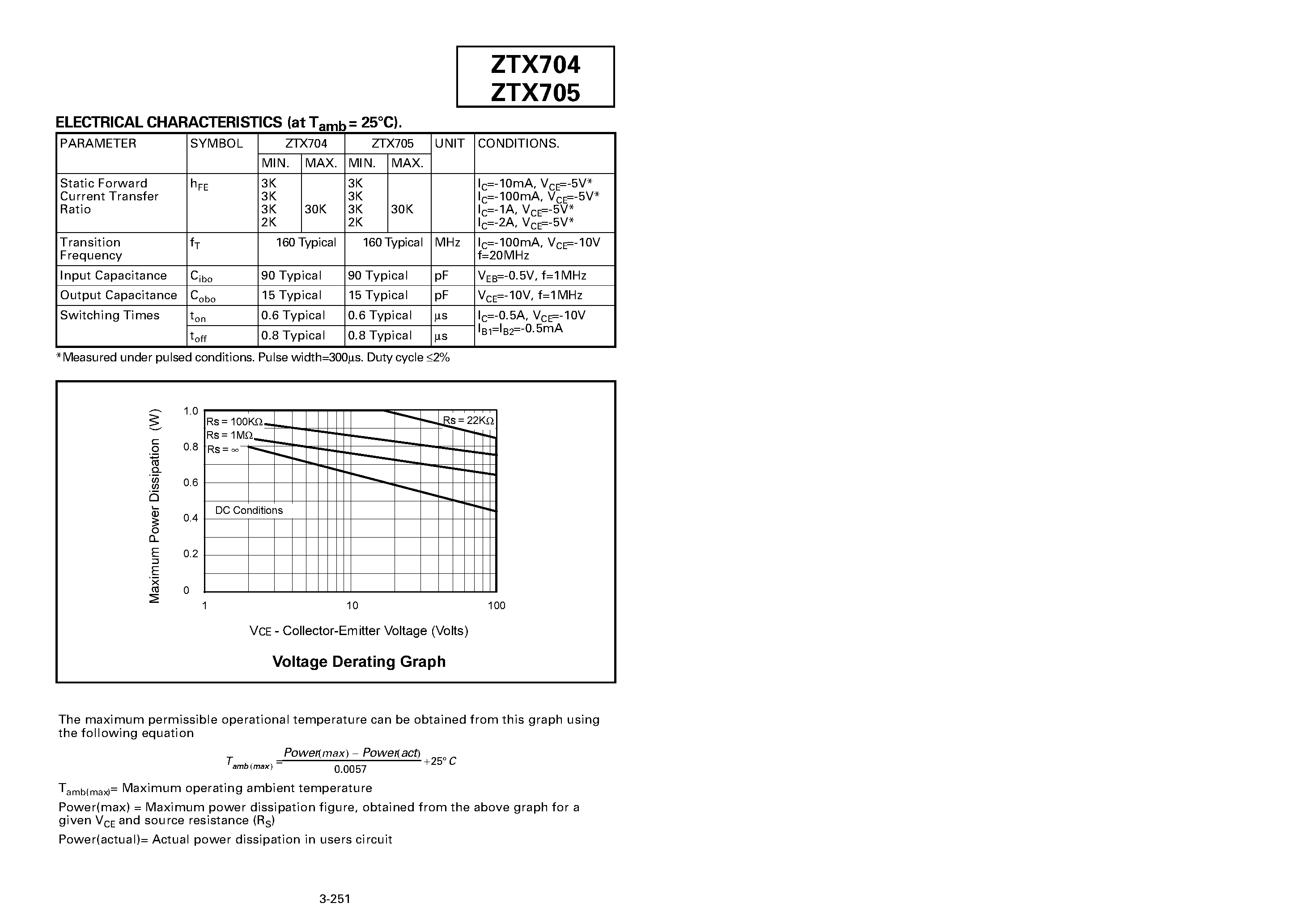 Даташит ZTX704 - PNP SILICON PLANAR MEDIUM POWER DARLINGTON TRANSISTORS страница 2