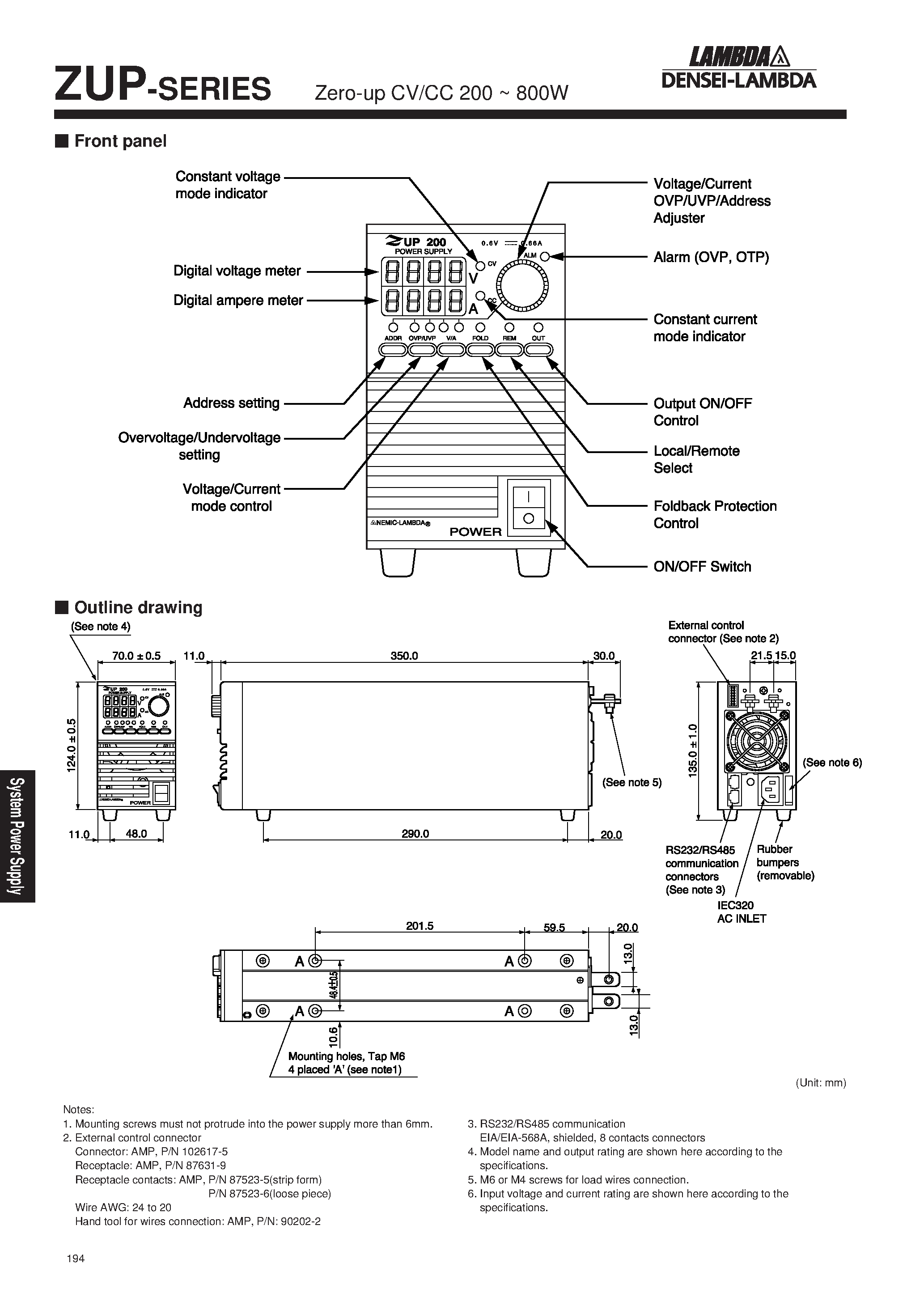 Datasheet ZUP36-6 - Zero-up CV/CC 200 ~ 800W page 2