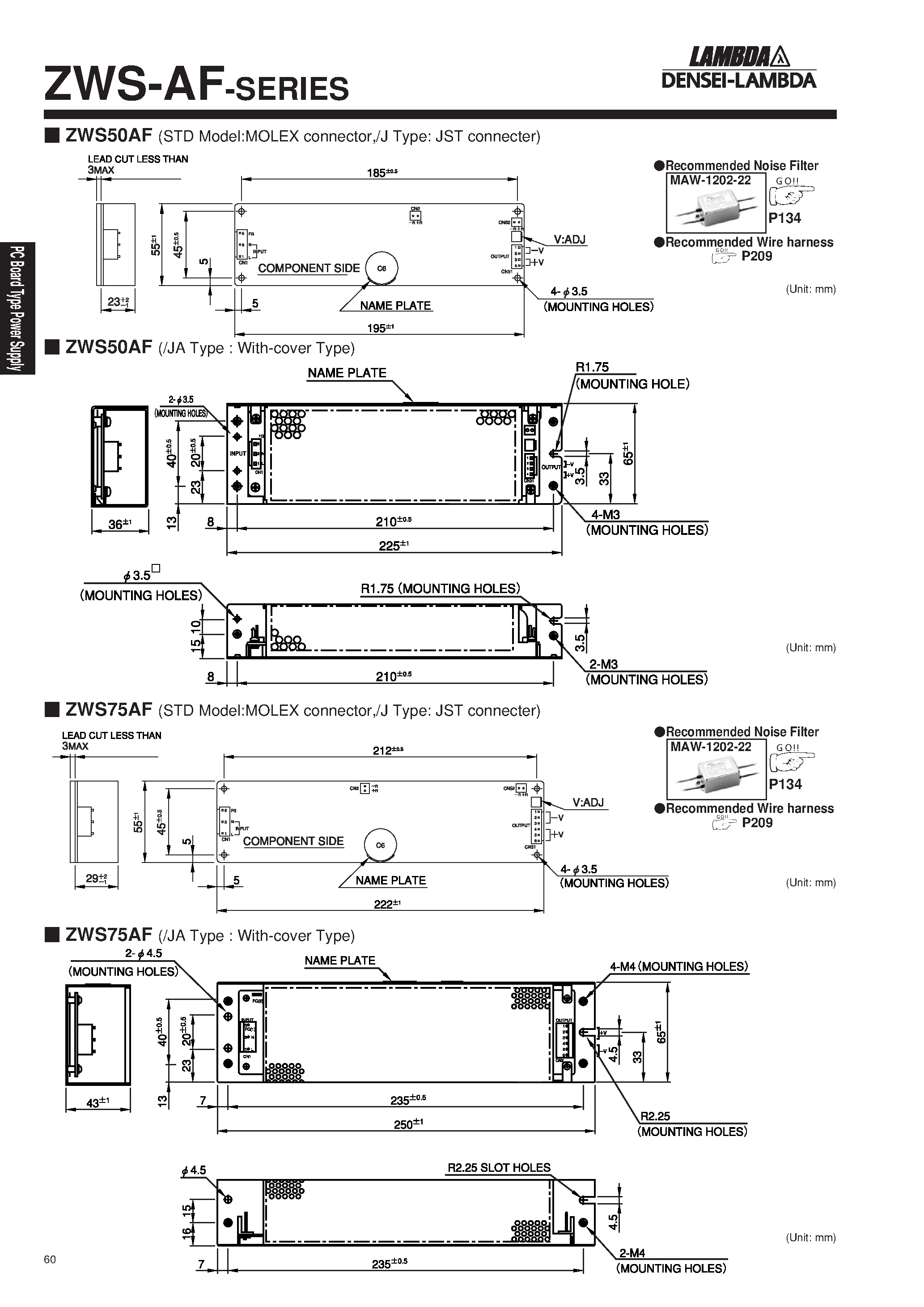 Datasheet ZWS100PF-5 - Single output 50W ~ 150W page 2