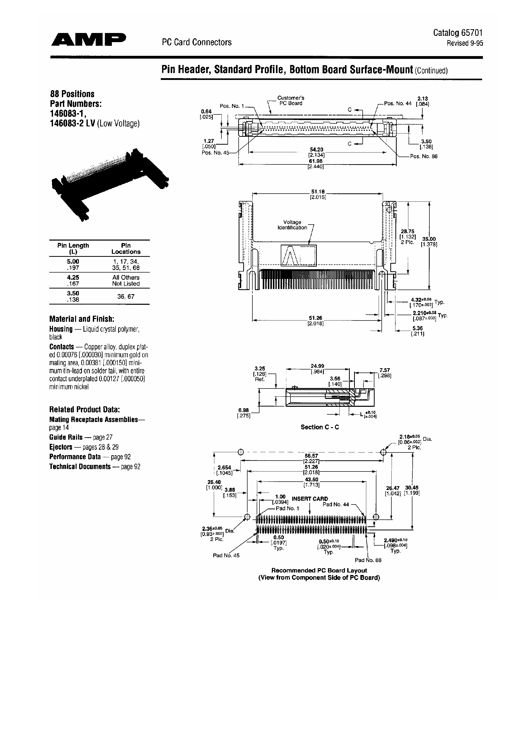 Даташит на микросхему 146083 страница 1 Даташит 146083 - PC Card Connectors страница 1
