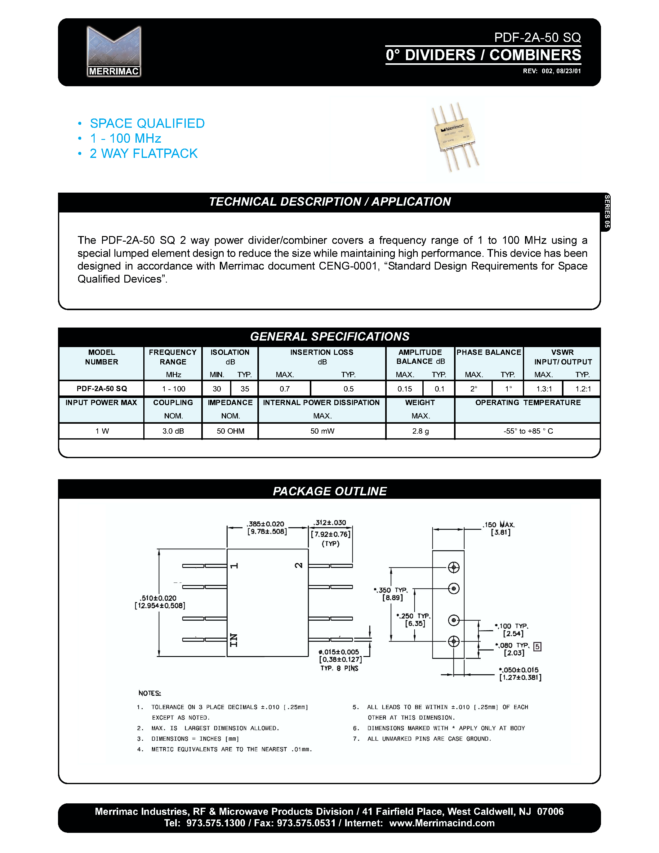 Datasheet PDF-2A - 0 Dividers / Combiners page 1