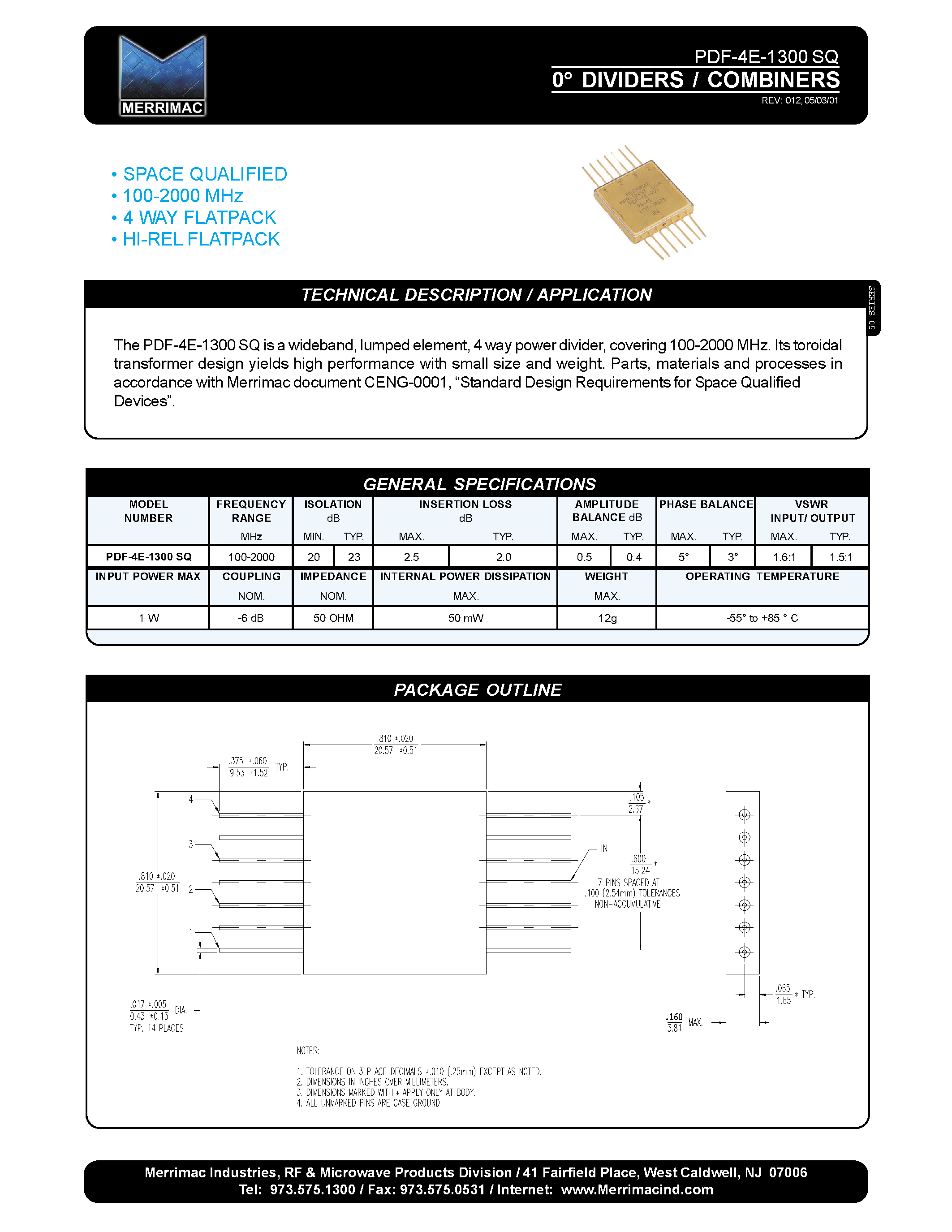 Datasheet PDF-4E - 0 Dividers / Combiners page 1