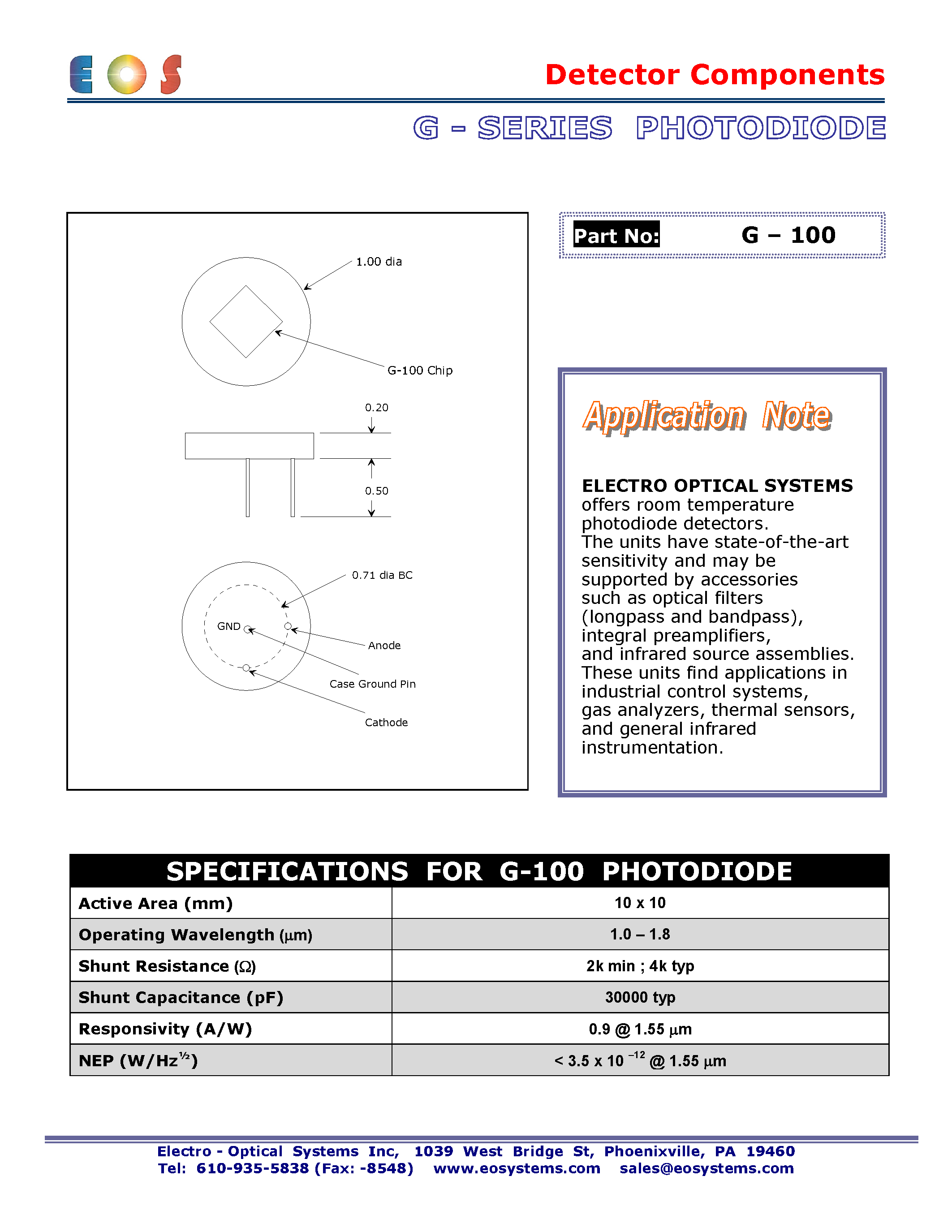 Datasheet G-100 - Detector Components page 1