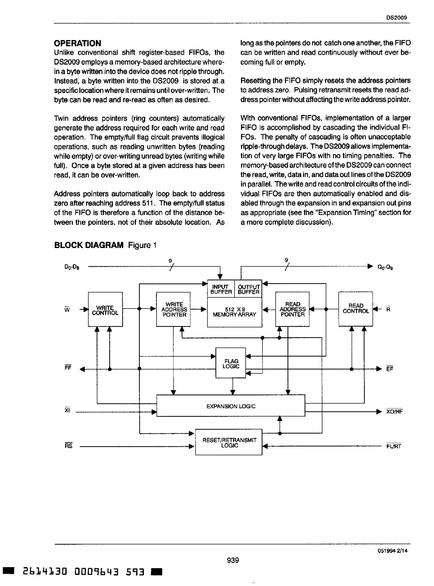 Даташит DS2009 - 512 x 9 FIFO Chip страница 2