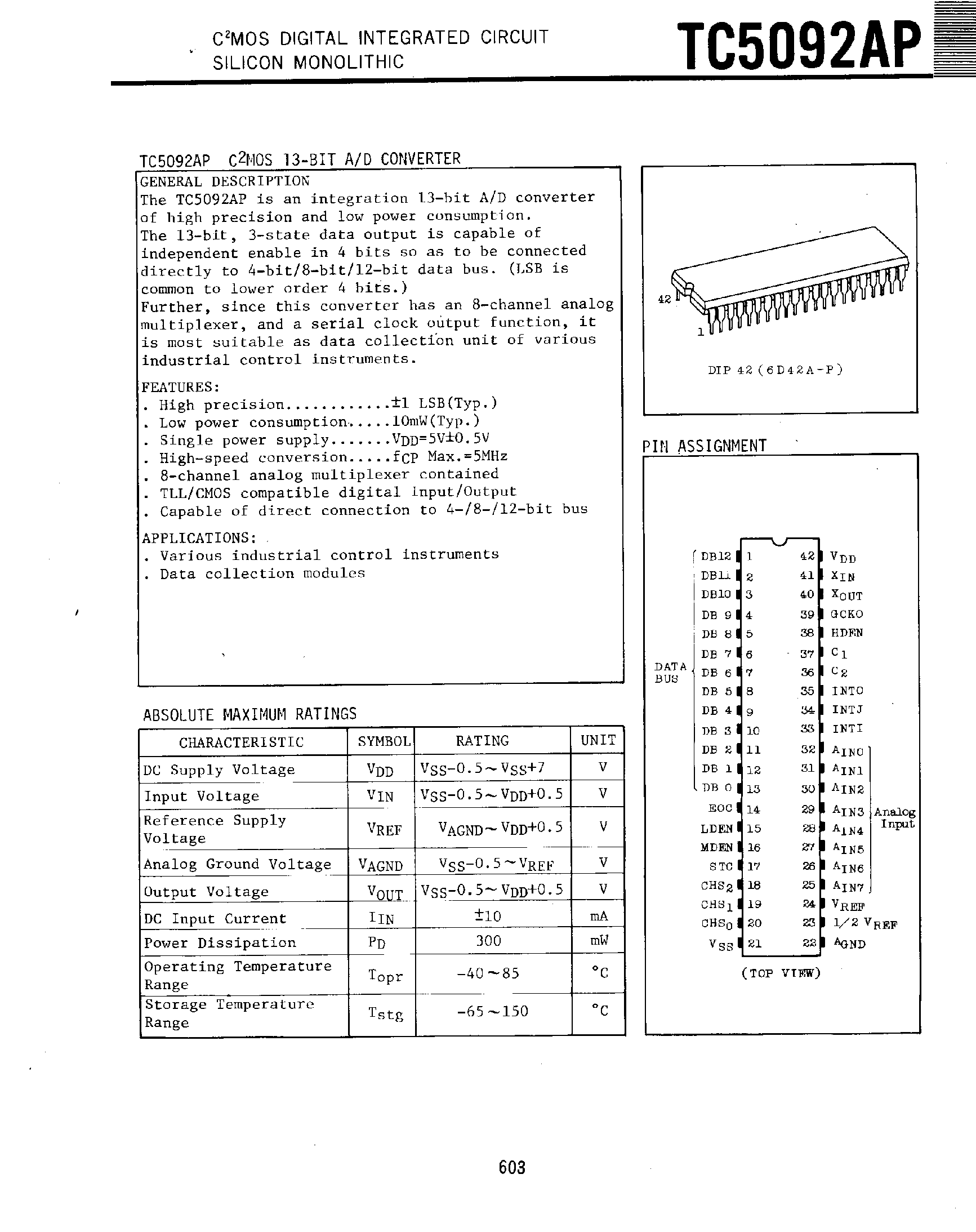 Даташит TC5092AP - CMOS Digital Integrated Circuit Silicon Monolithic страница 1