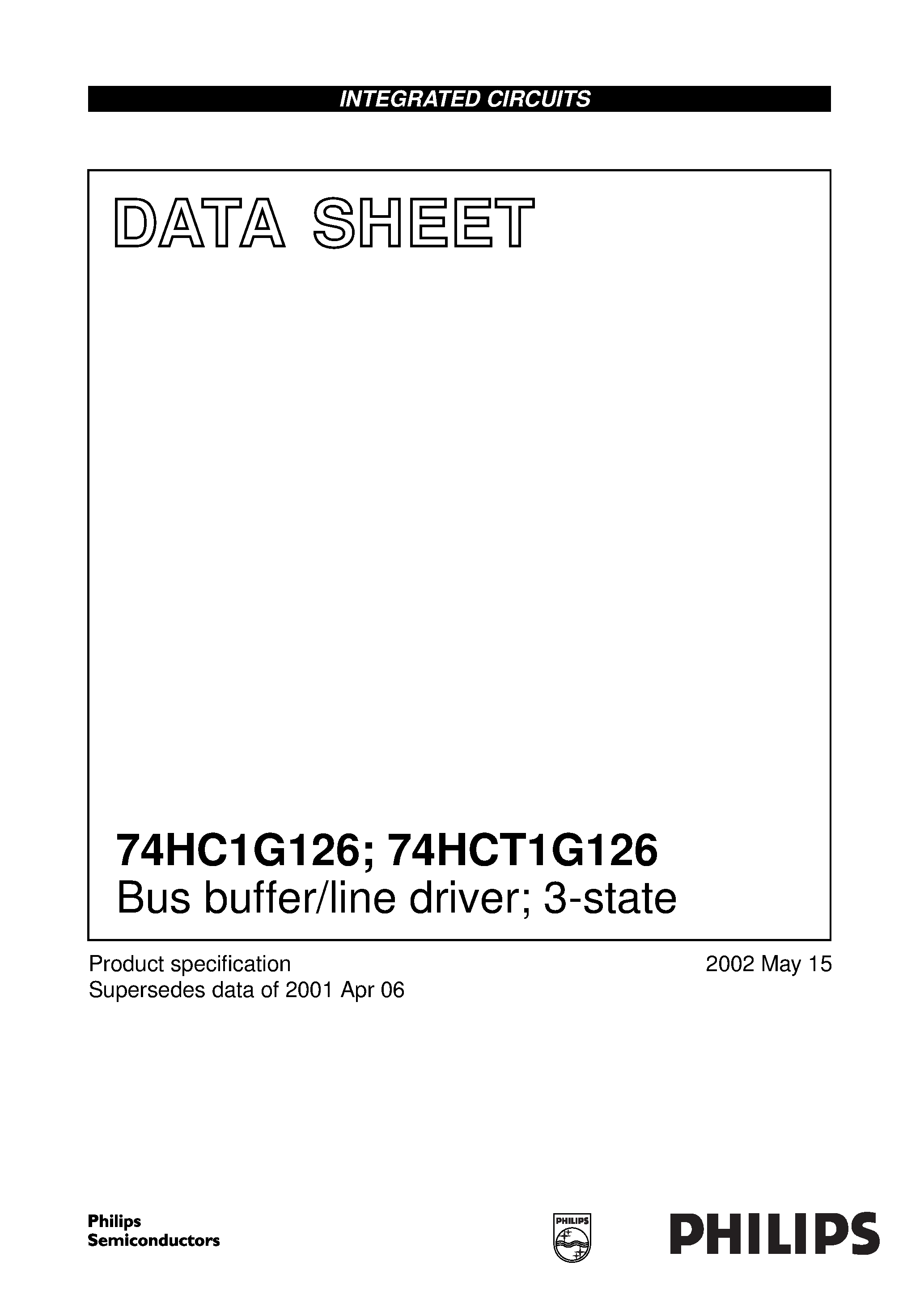 Datasheet 74HCT1G126GW page 1 Datasheet 74HCT1G126GW - Bus buffer/line driver; 3-state page 1