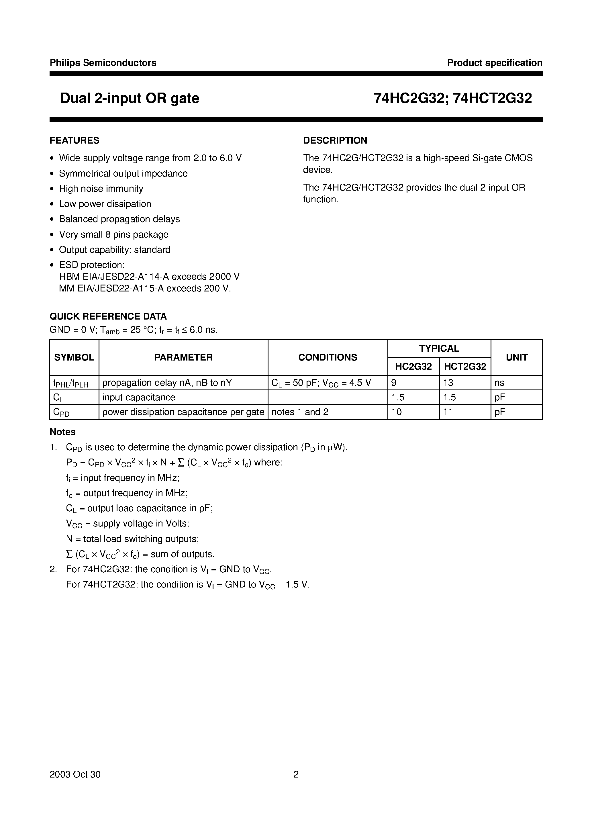 Datasheet 74HCT2G32DP page 2 Datasheet 74HCT2G32DP - Dual 2-input OR gate page 2